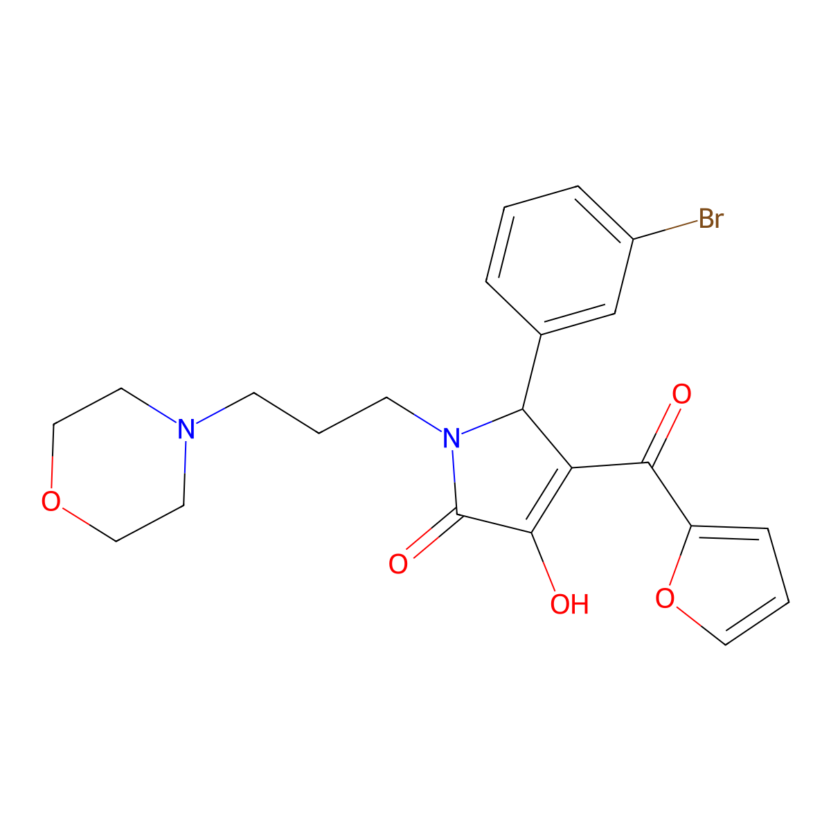 5-(3-bromophenyl)-4-(furan-2-carbonyl)-3-hydroxy-1-(3-morpholinopropyl)-1H-pyrrol-2(5H)-one molecular structure, CAS 378771-34-7