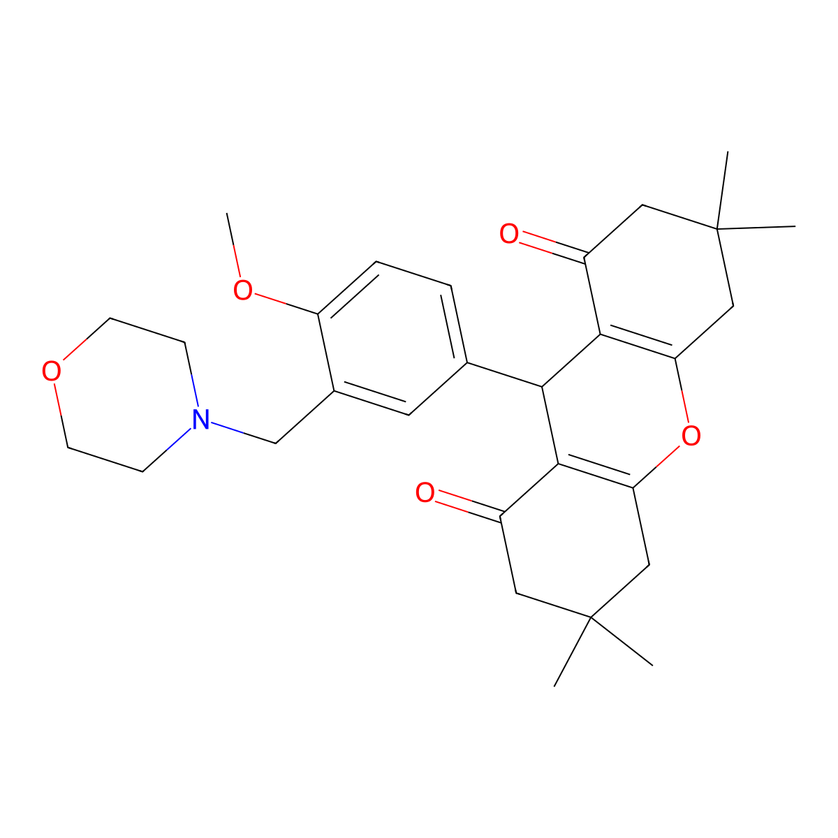 9-[4-methoxy-3-(morpholin-4-ylmethyl)phenyl]-3,3,6,6-tetramethyl-4,5,7,9-tetrahydro-2H-xanthene-1,8-dione molecular structure, CAS 378771-40-5