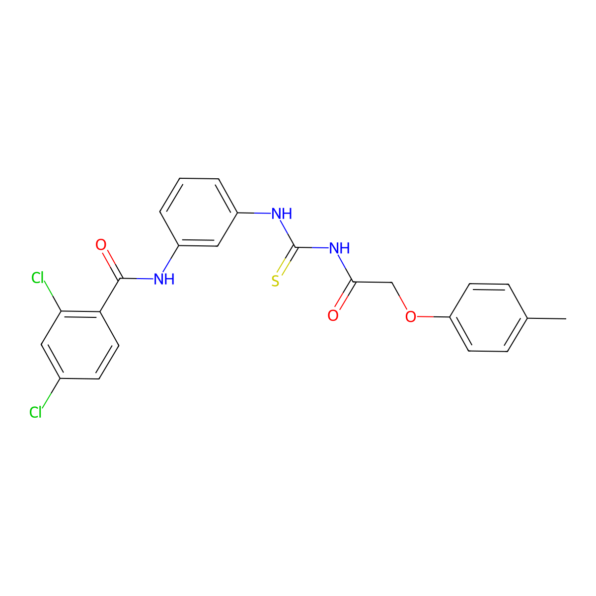 2,4-dichloro-N-[3-({[(4-methylphenoxy)acetyl]carbamothioyl}amino)phenyl]benzamide molecular structure, CAS 378771-48-3