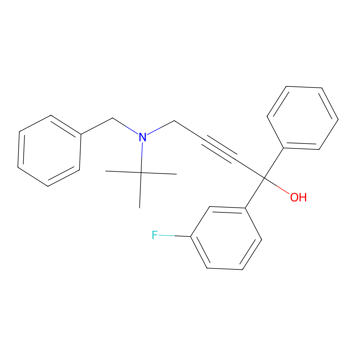 4-[Benzyl(tert-butyl)amino]-1-(3-fluorophenyl)-1-phenylbut-2-yn-1-ol molecular structure, CAS 378771-61-0