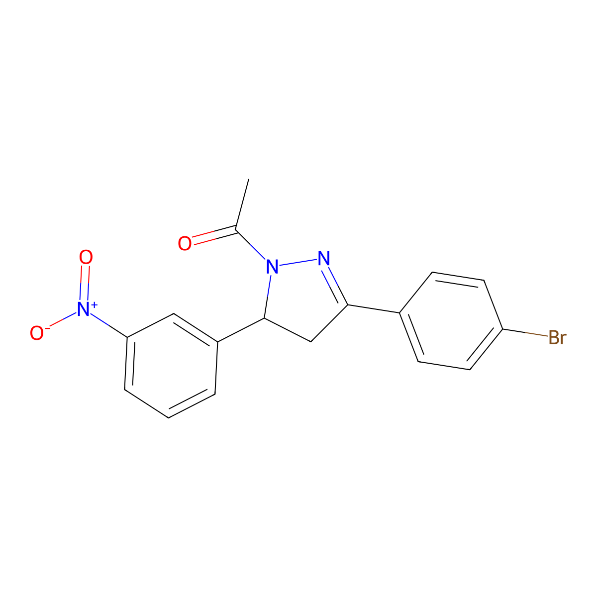 1-[5-(4-Bromophenyl)-3-(3-nitrophenyl)-3,4-dihydropyrazol-2-yl]ethanone molecular structure, CAS 378771-70-1