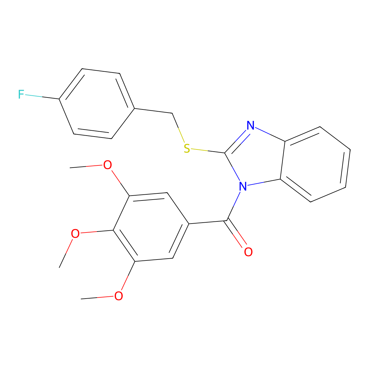 [2-[(4-Fluorophenyl)methylsulfanyl]benzimidazol-1-yl]-(3,4,5-trimethoxyphenyl)methanone molecular structure, CAS 378772-42-0