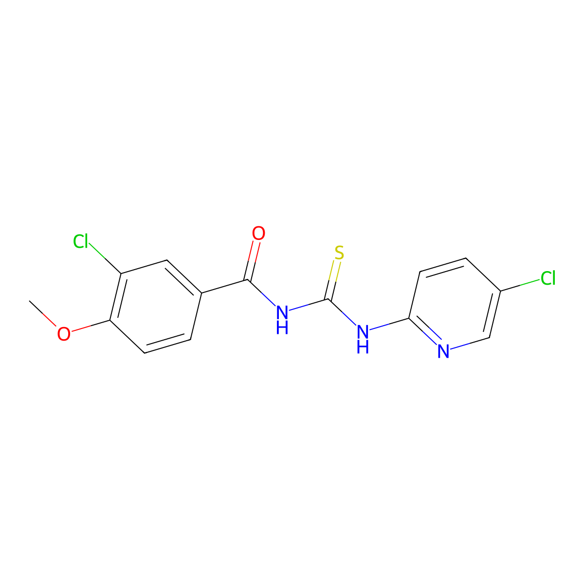 3-chloro-N-[(5-chloropyridin-2-yl)carbamothioyl]-4-methoxybenzamide molecular structure, CAS 378772-45-3