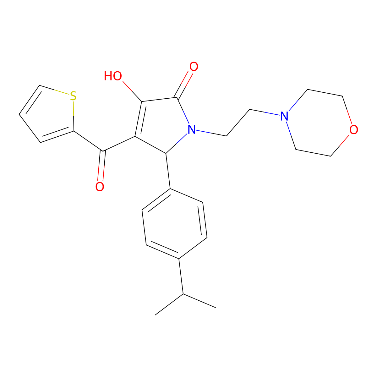 3-hydroxy-5-(4-isopropylphenyl)-1-(2-morpholinoethyl)-4-(thiophene-2-carbonyl)-1H-pyrrol-2(5H)-one molecular structure, CAS 378772-59-9