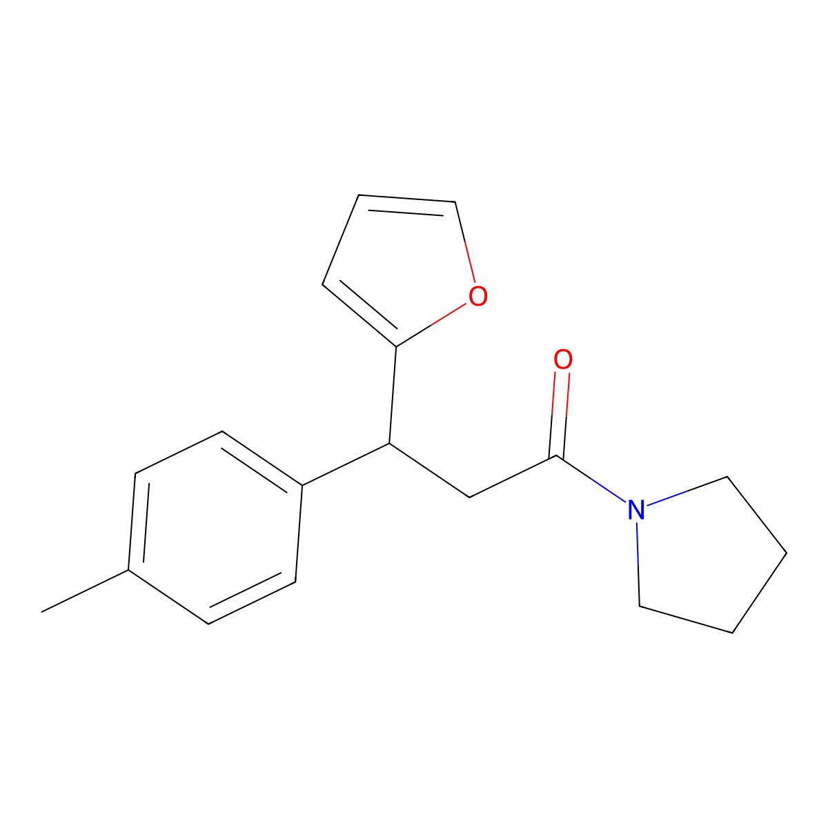 3-(Furan-2-yl)-3-(4-methylphenyl)-1-pyrrolidin-1-ylpropan-1-one molecular structure, CAS 378773-08-1