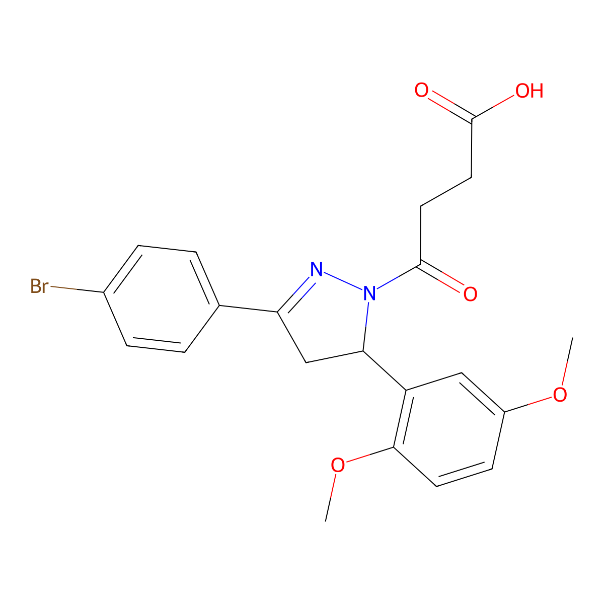 4-[3-(4-bromophenyl)-5-(2,5-dimethoxyphenyl)-4,5-dihydro-1H-pyrazol-1-yl]-4-oxobutanoic acid molecular structure, CAS 378773-19-4