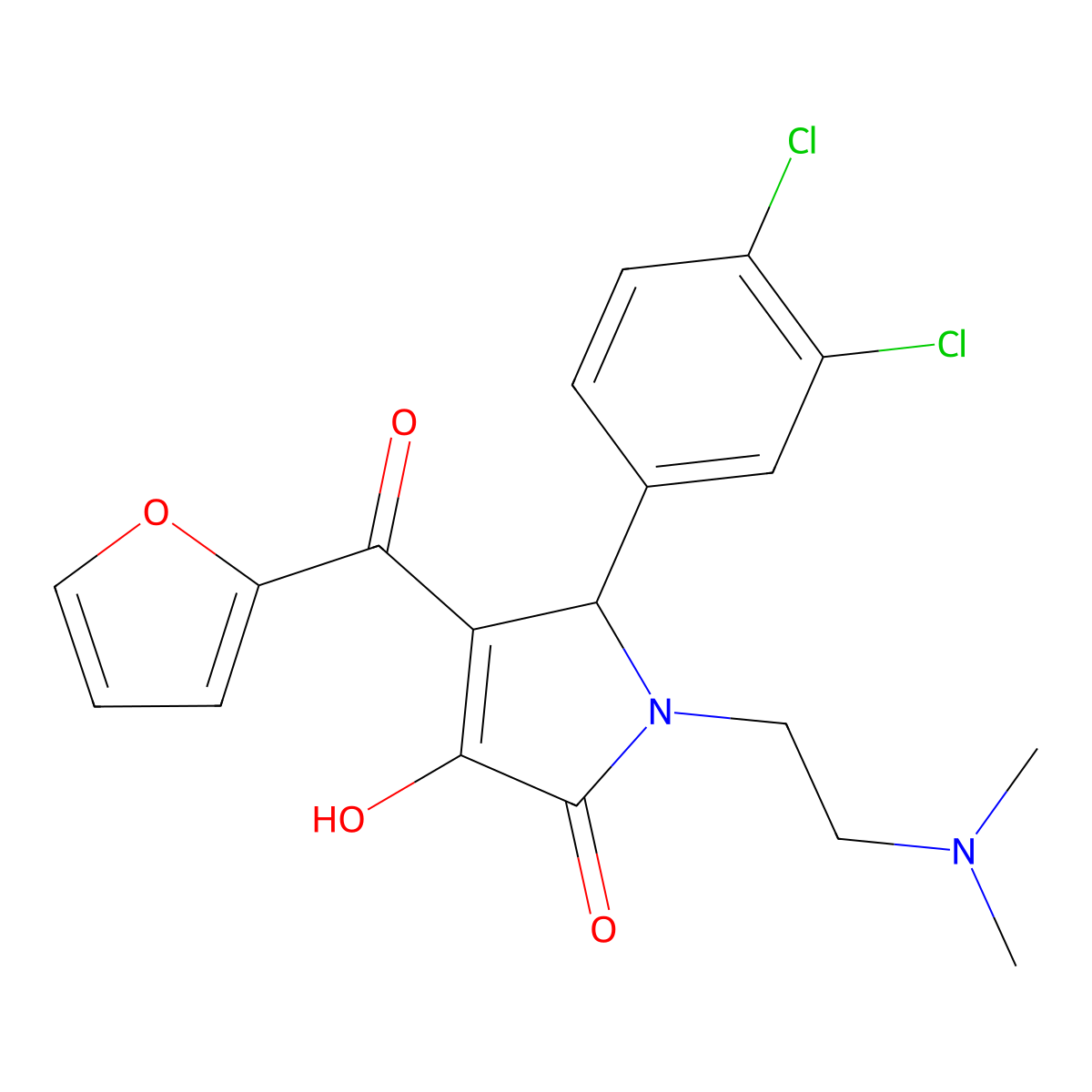 5-(3,4-dichlorophenyl)-1-[2-(dimethylamino)ethyl]-4-(furan-2-carbonyl)-3-hydroxy-2,5-dihydro-1H-pyrrol-2-one molecular structure, CAS 378773-30-9