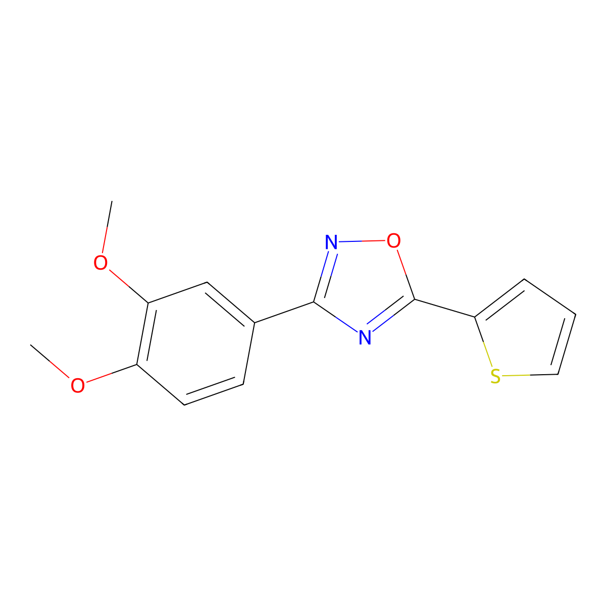3-(3,4-Dimethoxyphenyl)-5-(thiophen-2-yl)-1,2,4-oxadiazole molecular structure, CAS 378773-34-3