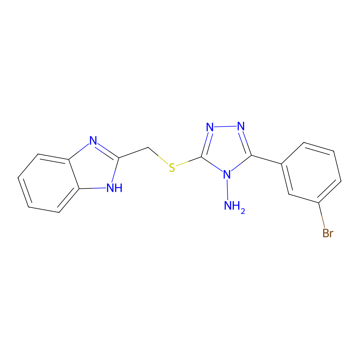 3-(1H-benzimidazol-2-ylmethylsulfanyl)-5-(3-bromophenyl)-1,2,4-triazol-4-amine molecular structure, CAS 378773-83-2