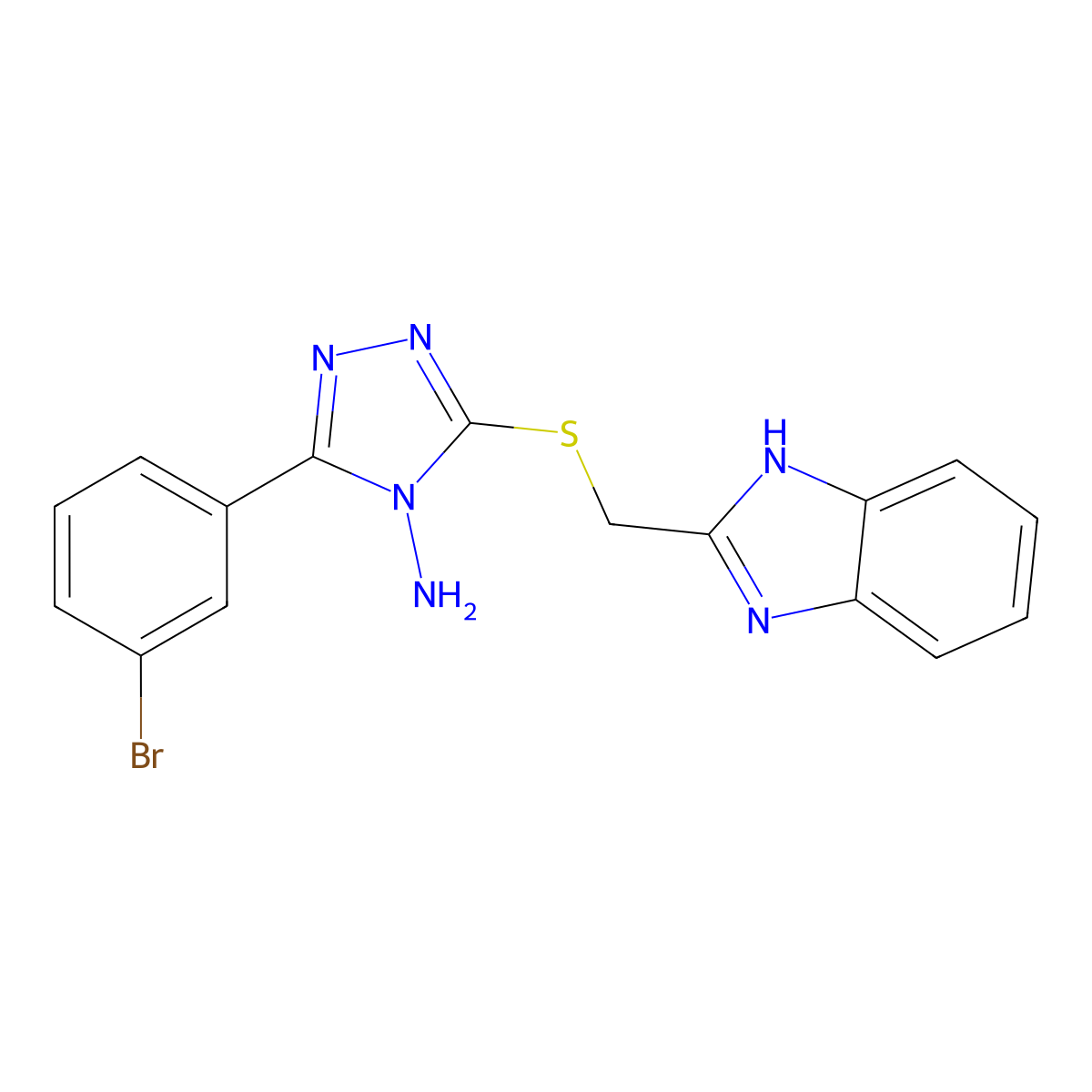 3-(1H-benzimidazol-2-ylmethylsulfanyl)-5-(3-bromophenyl)-1,2,4-triazol-4-amine molecular structure, CAS 378773-83-2