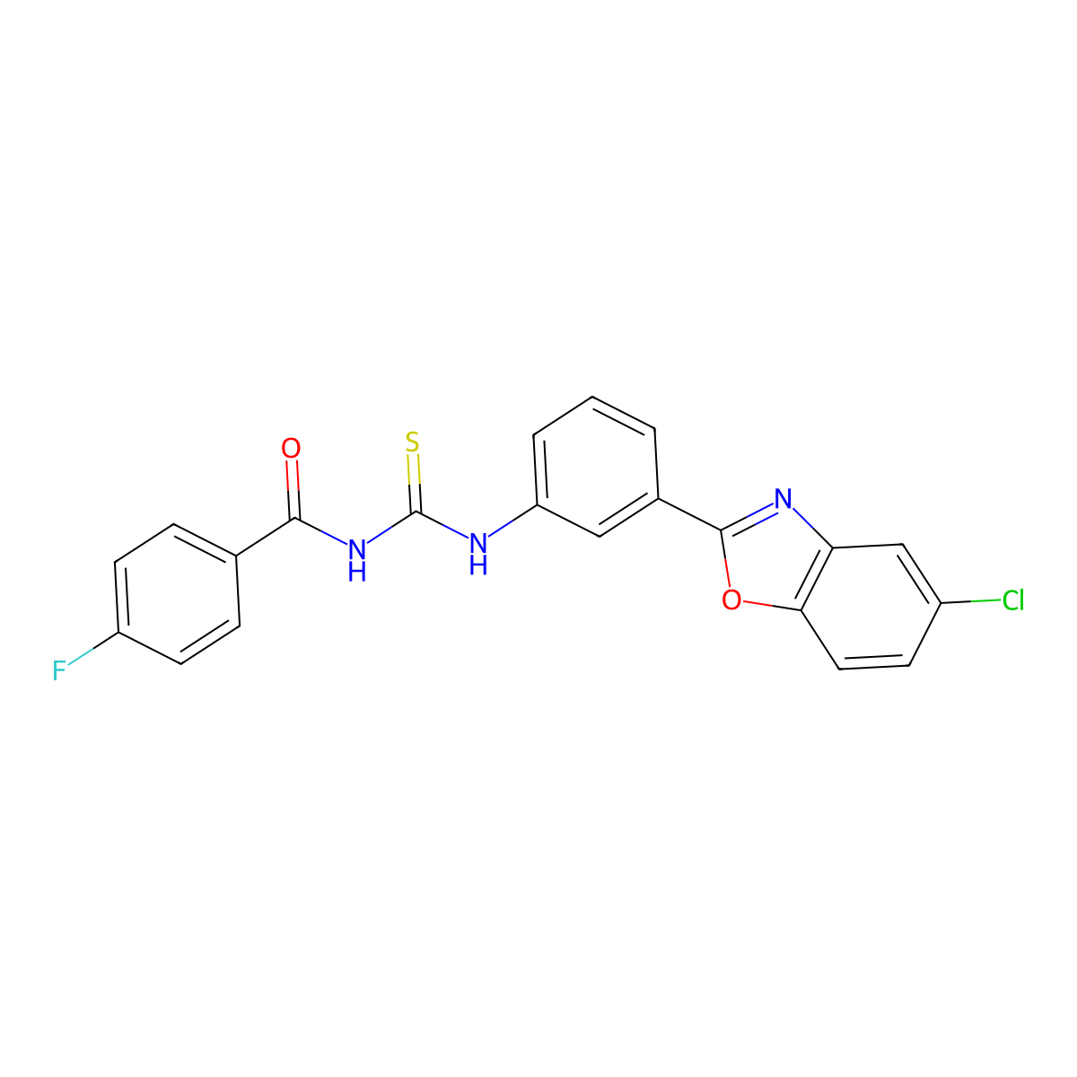 N-[[3-(5-chloro-1,3-benzoxazol-2-yl)phenyl]carbamothioyl]-4-fluorobenzamide molecular structure, CAS 378774-03-9