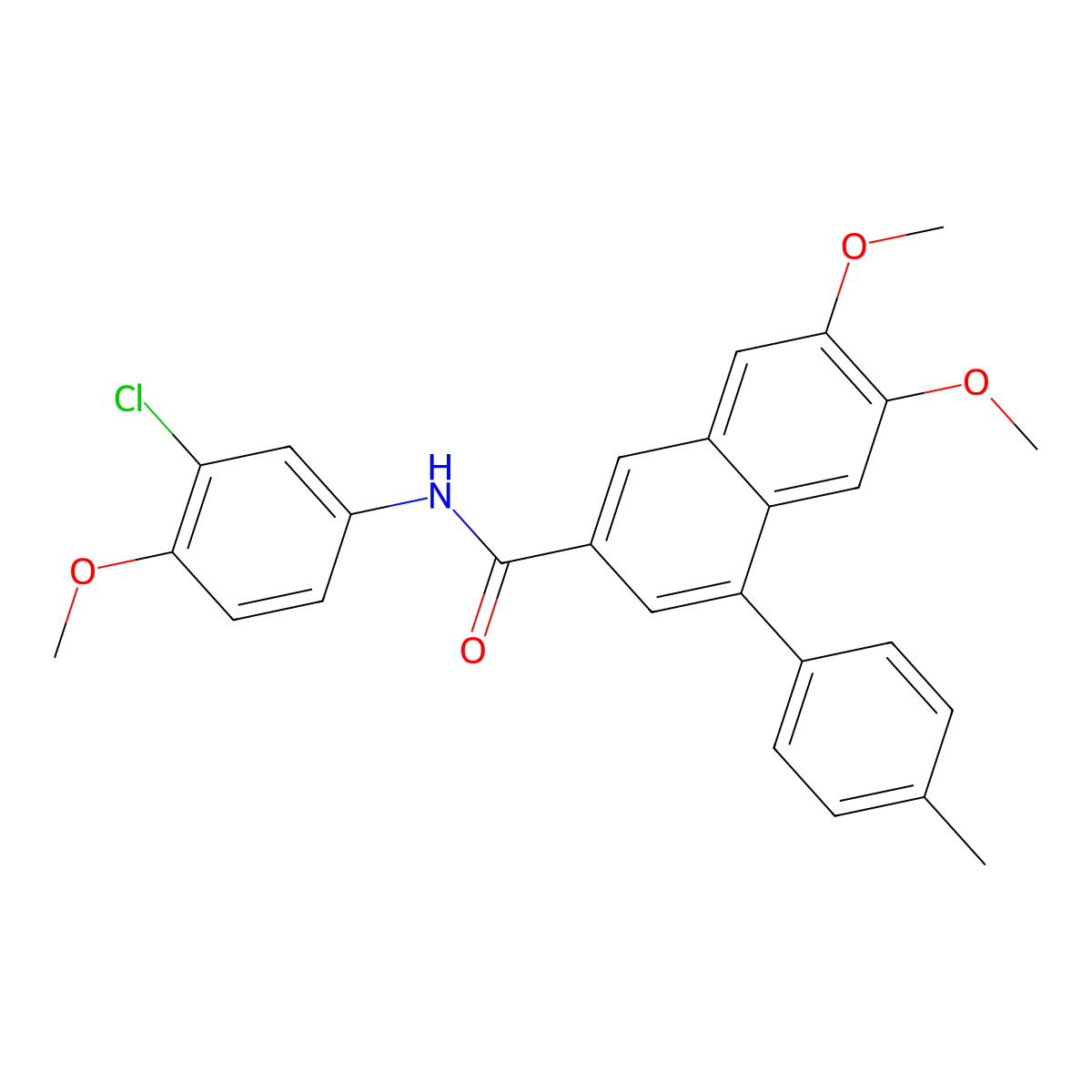 N-(3-chloro-4-methoxyphenyl)-6,7-dimethoxy-4-(4-methylphenyl)naphthalene-2-carboxamide molecular structure, CAS 378774-27-7