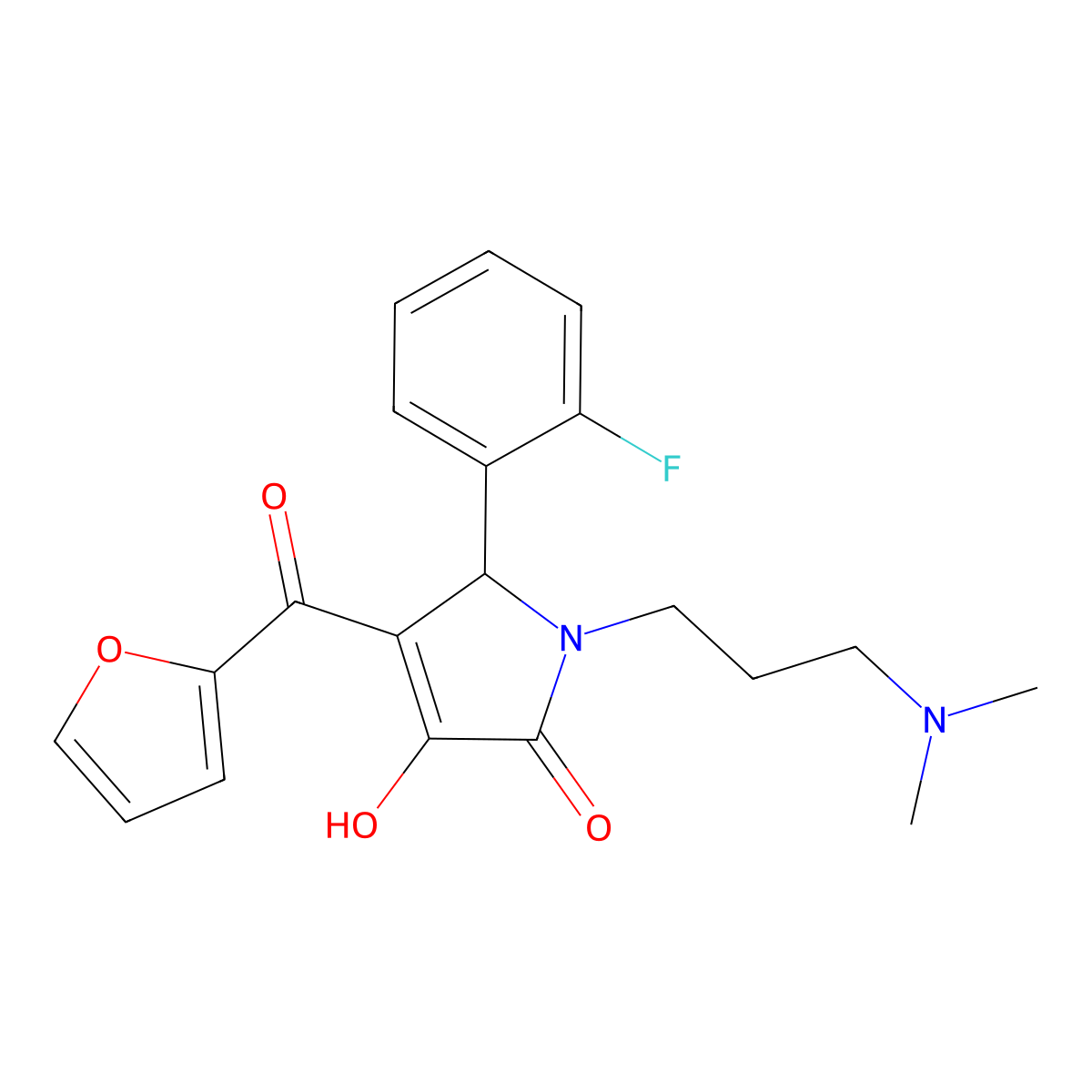 1-[3-(dimethylamino)propyl]-5-(2-fluorophenyl)-4-(furan-2-carbonyl)-3-hydroxy-2,5-dihydro-1H-pyrrol-2-one molecular structure, CAS 378774-31-3