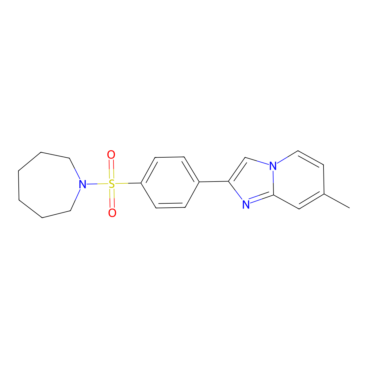 2-[4-(Azepan-1-ylsulfonyl)phenyl]-7-methylimidazo[1,2-a]pyridine molecular structure, CAS 378775-08-7
