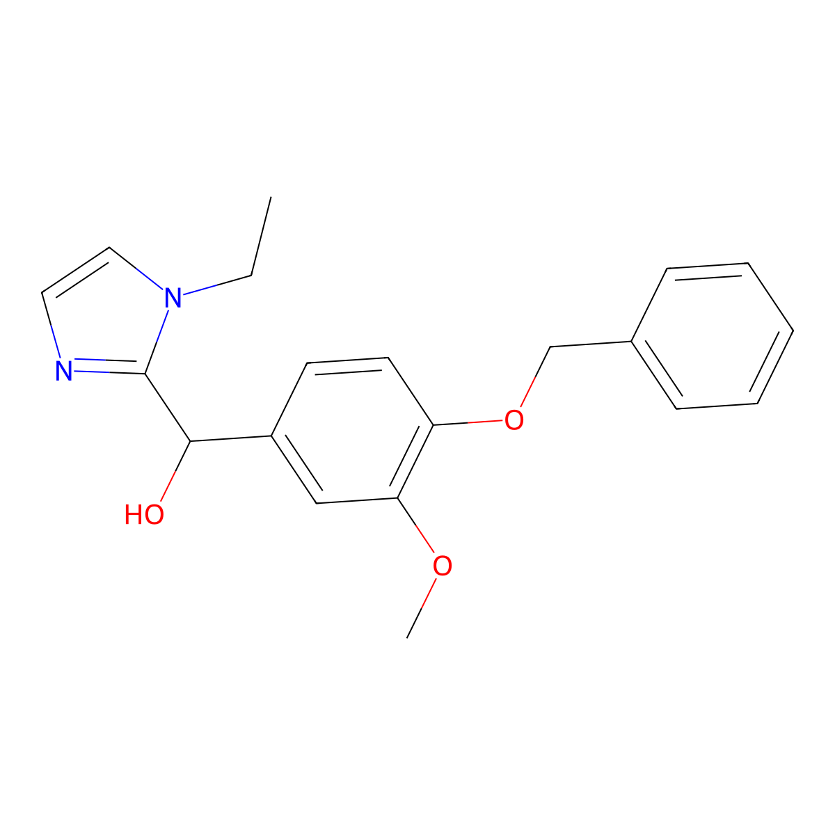 (1-Ethylimidazol-2-yl)-(3-methoxy-4-phenylmethoxyphenyl)methanol molecular structure, CAS 378775-28-1