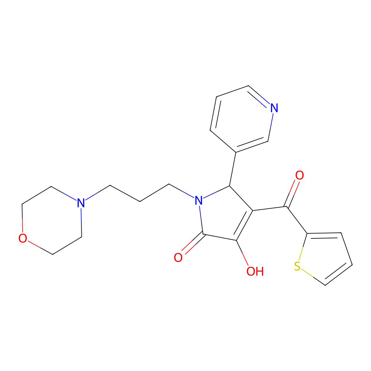 3-hydroxy-1-(3-morpholinopropyl)-5-(pyridin-3-yl)-4-(thiophene-2-carbonyl)-1H-pyrrol-2(5H)-one molecular structure, CAS 378776-11-5