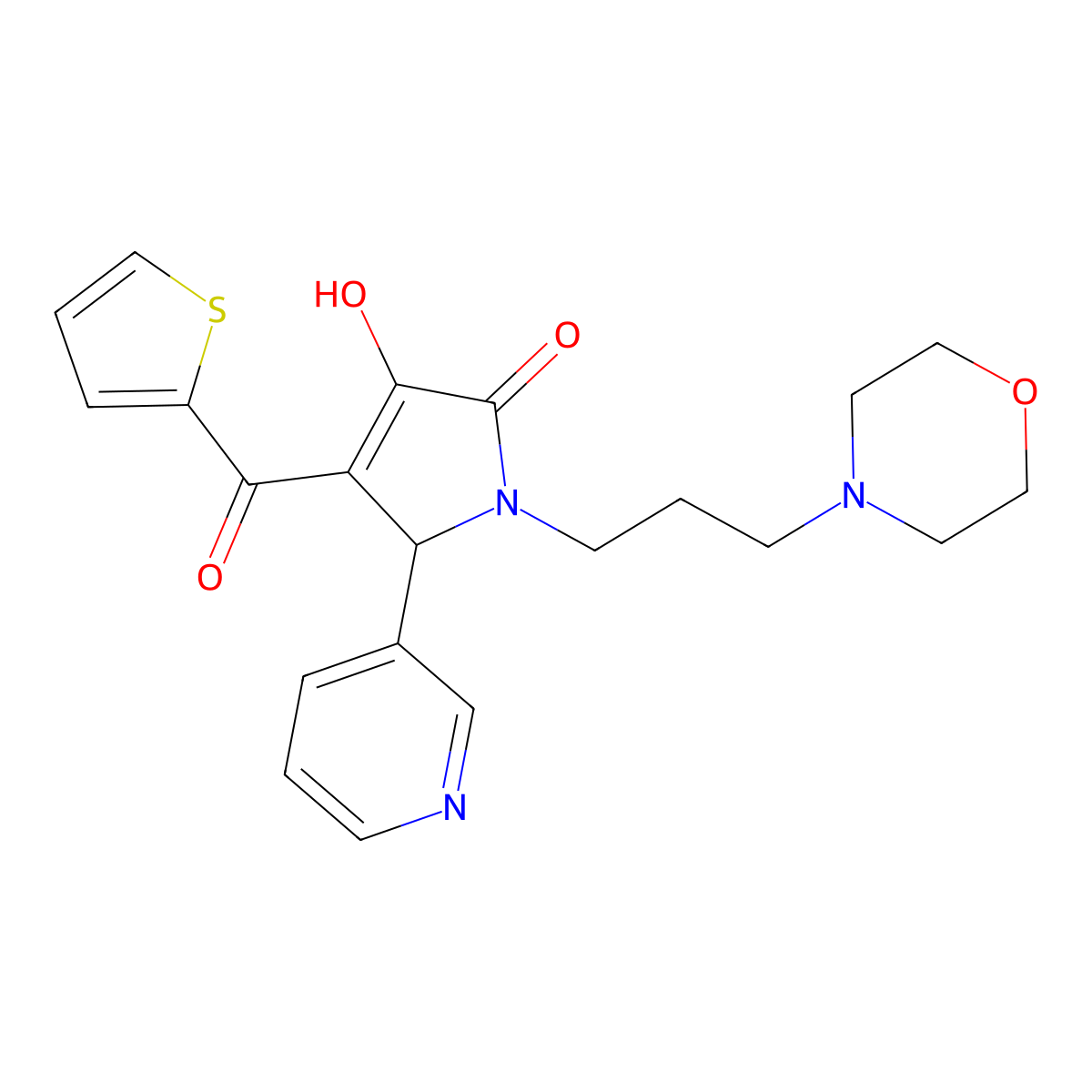 3-hydroxy-1-(3-morpholinopropyl)-5-(pyridin-3-yl)-4-(thiophene-2-carbonyl)-1H-pyrrol-2(5H)-one molecular structure, CAS 378776-11-5
