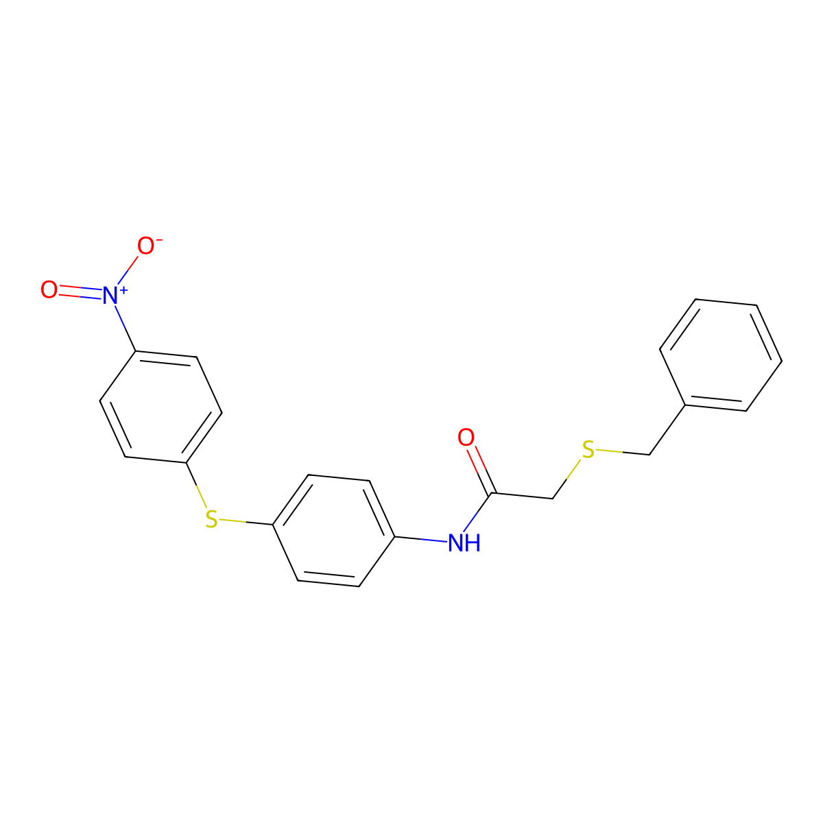 2-benzylsulfanyl-N-[4-(4-nitrophenyl)sulfanylphenyl]acetamide molecular structure, CAS 378776-30-8