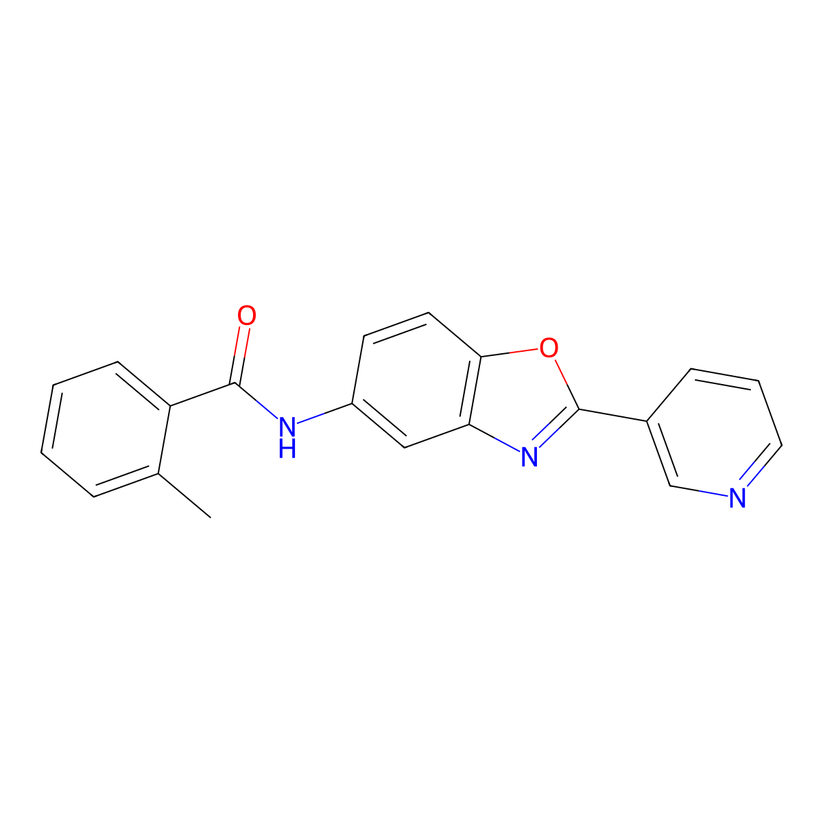 2-methyl-N-(2-pyridin-3-yl-1,3-benzoxazol-5-yl)benzamide molecular structure, CAS 378776-88-6