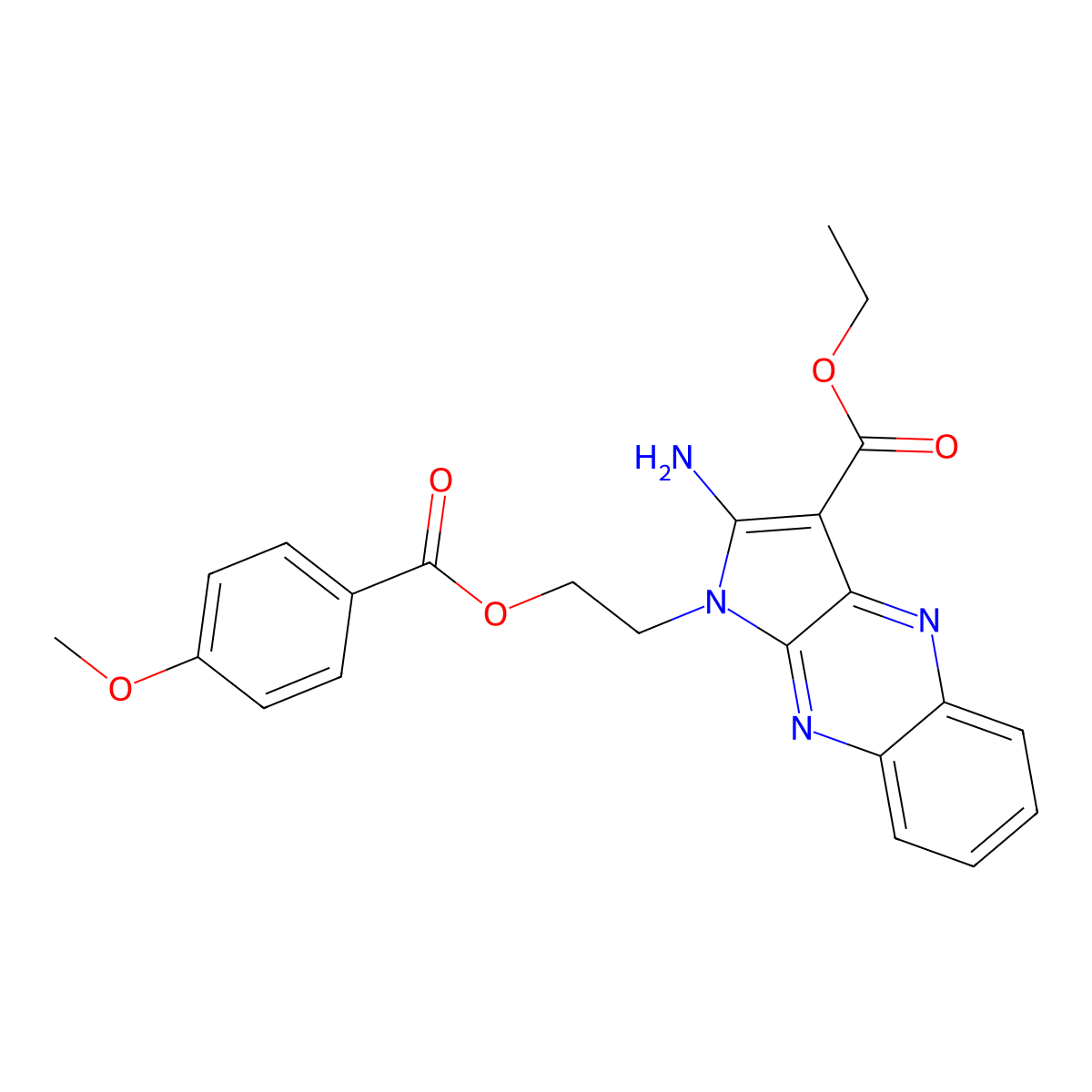 ethyl 2-amino-1-(2-((4-methoxybenzoyl)oxy)ethyl)-1H-pyrrolo[2,3-b]quinoxaline-3-carboxylate molecular structure, CAS 378776-89-7