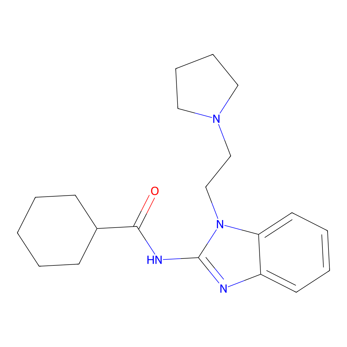 N-[1-(2-pyrrolidin-1-ylethyl)benzimidazol-2-yl]cyclohexanecarboxamide molecular structure, CAS 378777-31-2
