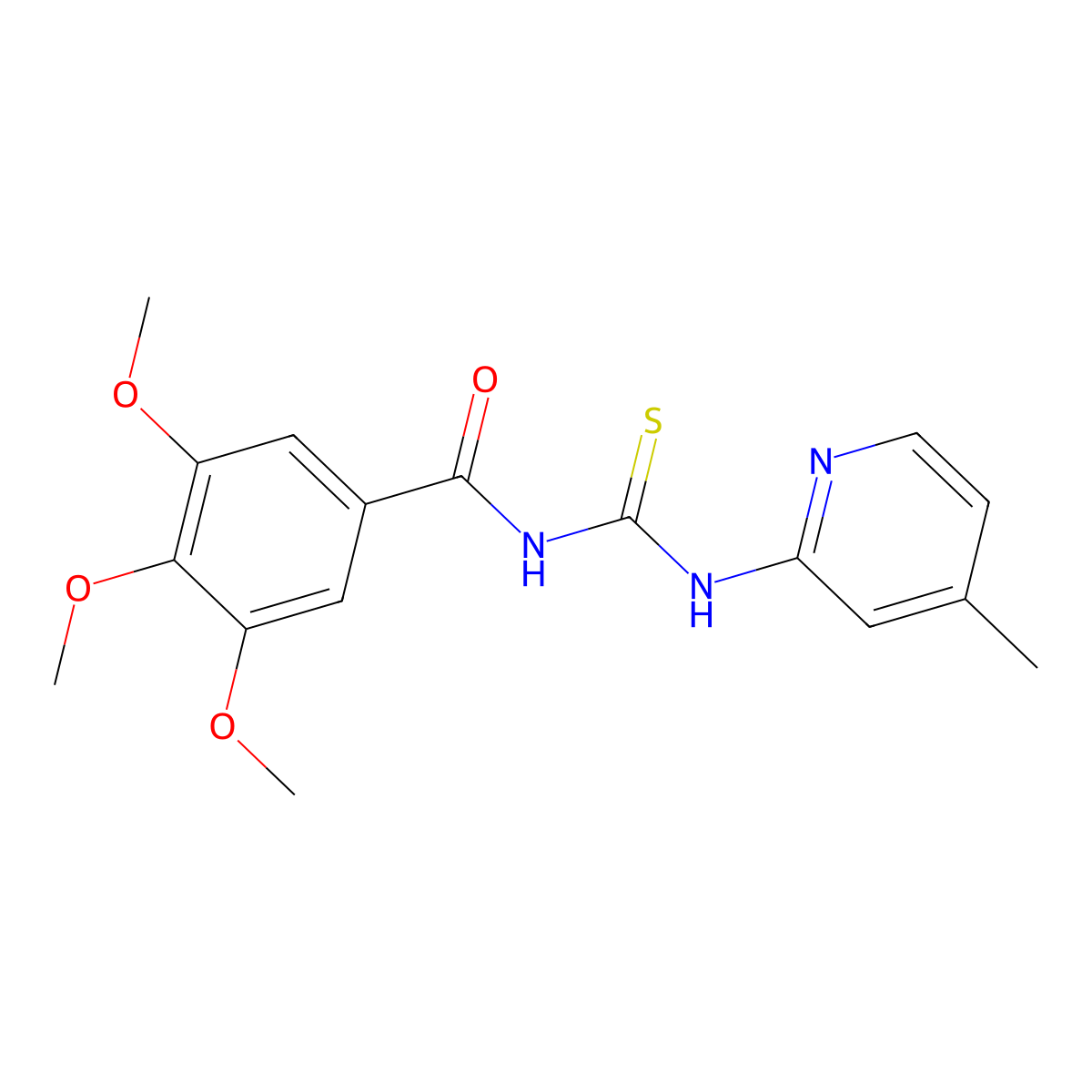 3,4,5-trimethoxy-N-[(4-methylpyridin-2-yl)carbamothioyl]benzamide molecular structure, CAS 378778-02-0