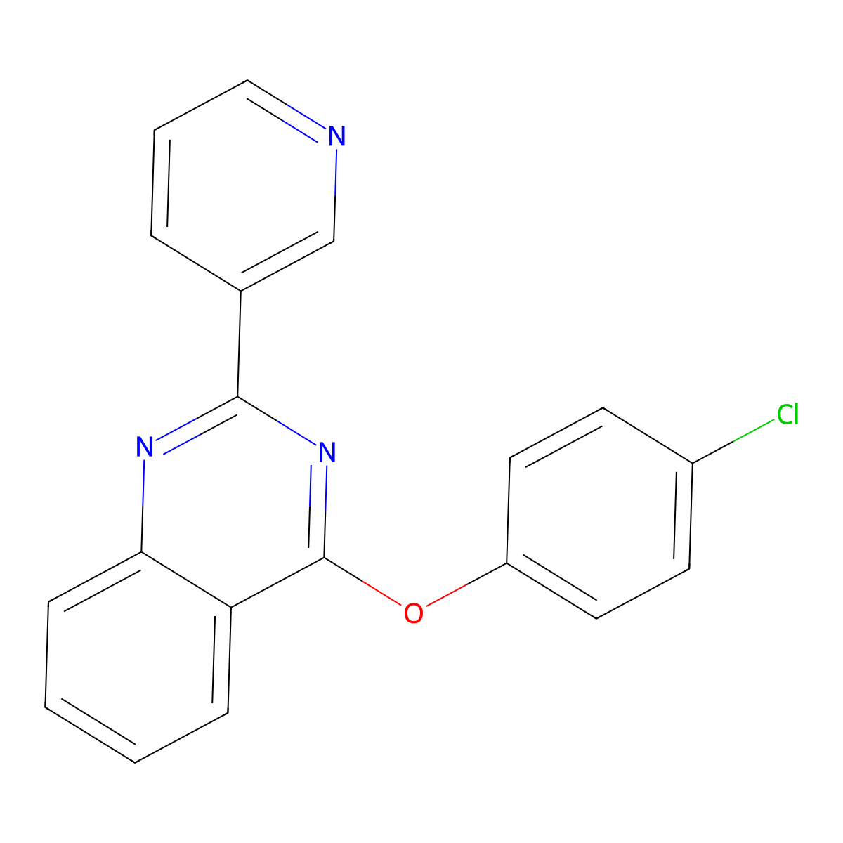 4-(4-Chlorophenoxy)-2-(pyridin-3-yl)quinazoline molecular structure, CAS 378778-42-8