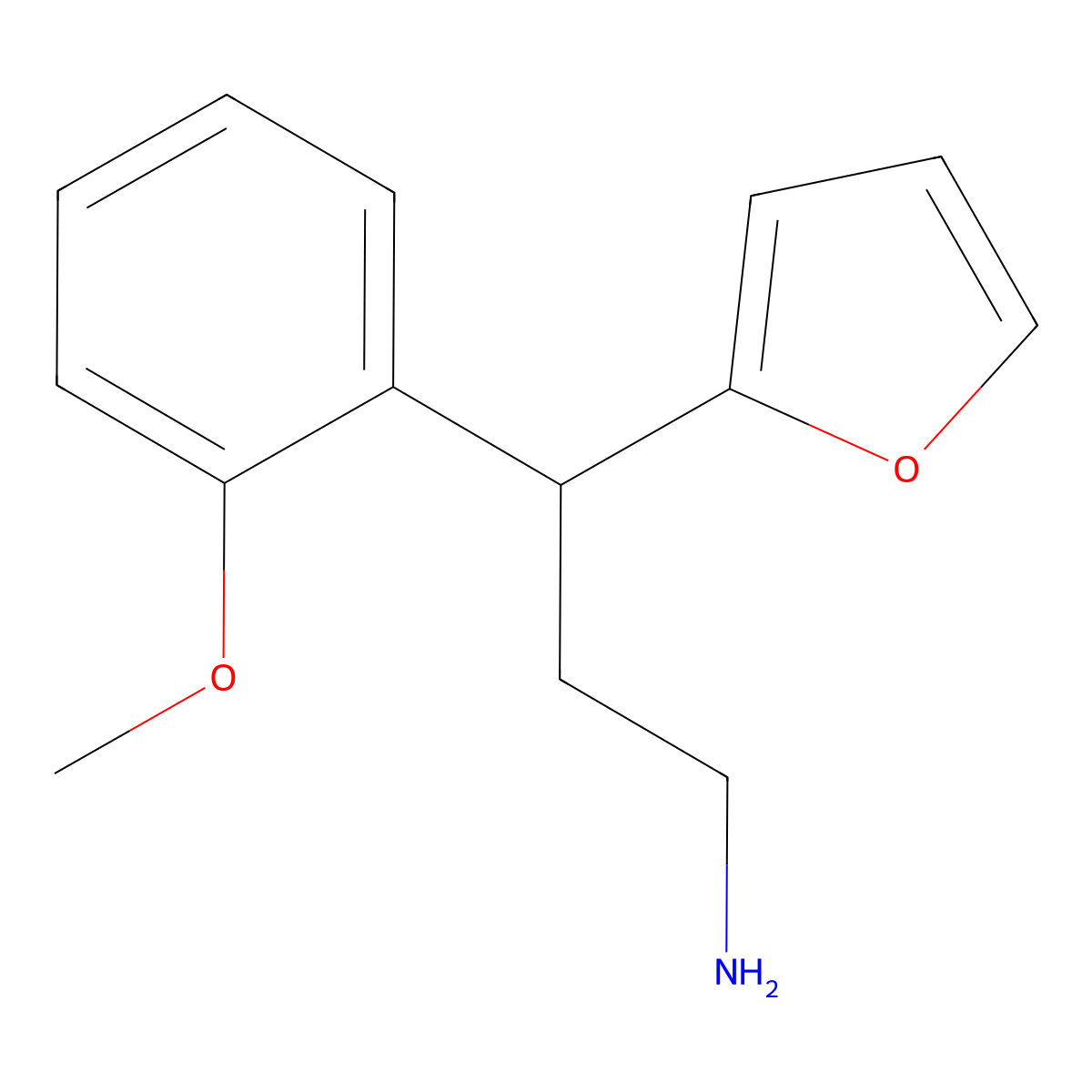 3-(Furan-2-yl)-3-(2-methoxyphenyl)propan-1-amine molecular structure, CAS 378778-71-3
