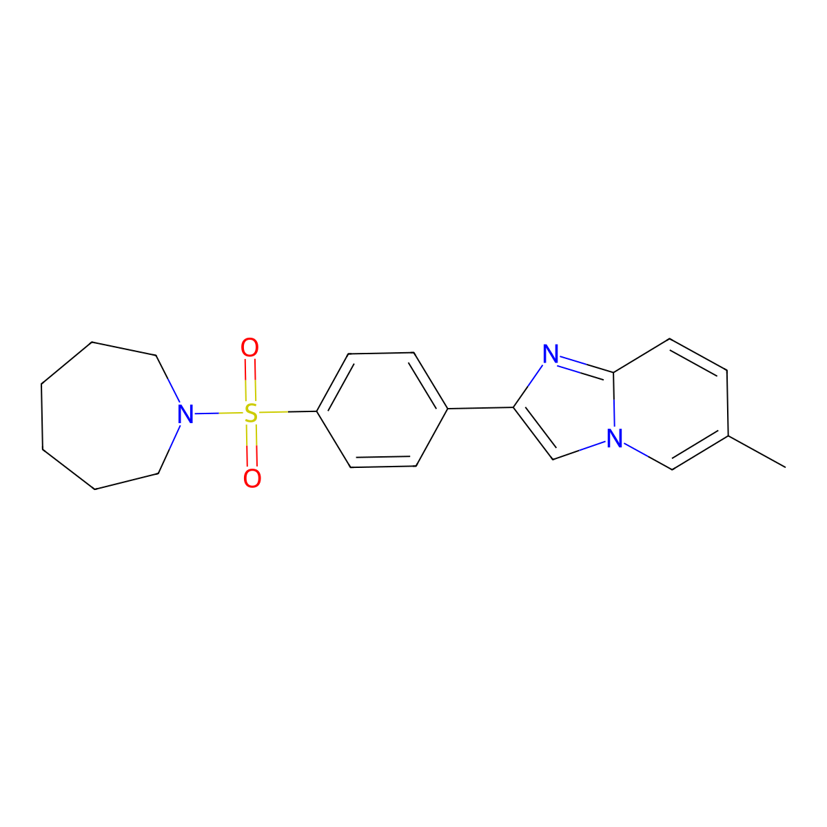 2-[4-(Azepan-1-ylsulfonyl)phenyl]-6-methylimidazo[1,2-a]pyridine molecular structure, CAS 378779-53-4