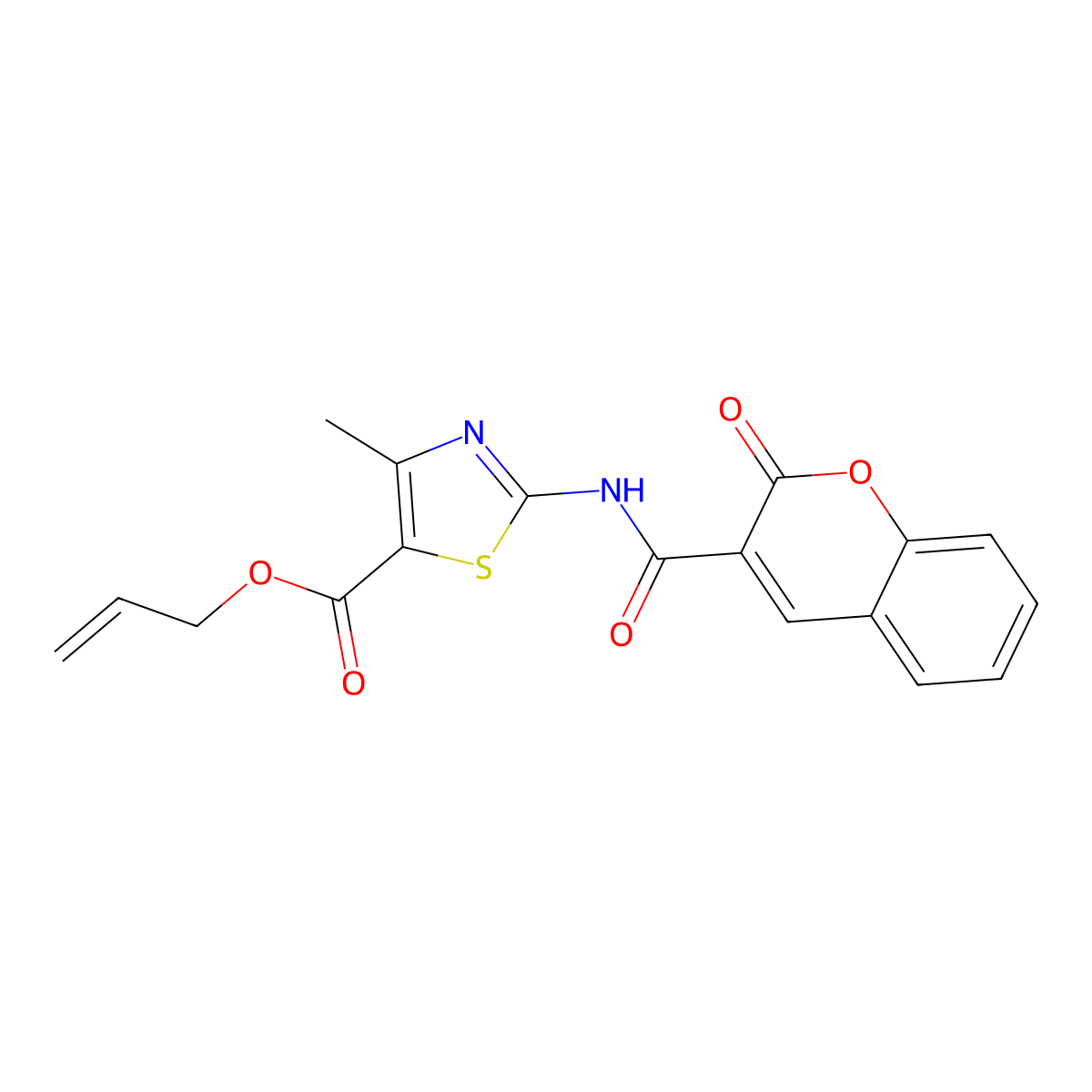 prop-2-en-1-yl 4-methyl-2-{[(2-oxo-2H-chromen-3-yl)carbonyl]amino}-1,3-thiazole-5-carboxylate molecular structure, CAS 378779-81-8