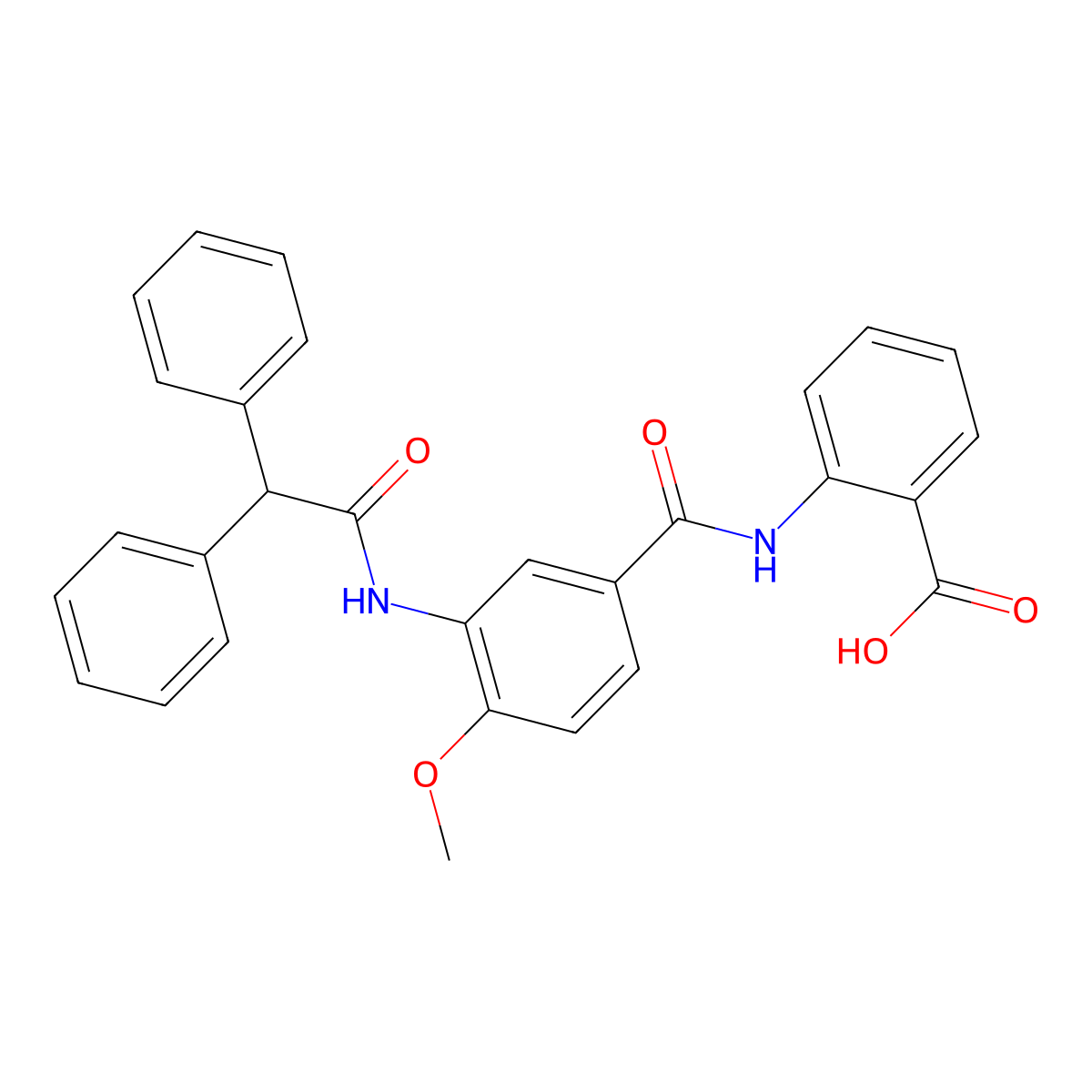 2-(3-Diphenylacetylamino-4-methoxy-benzoylamino)-benzoic acid molecular structure, CAS 378780-37-1