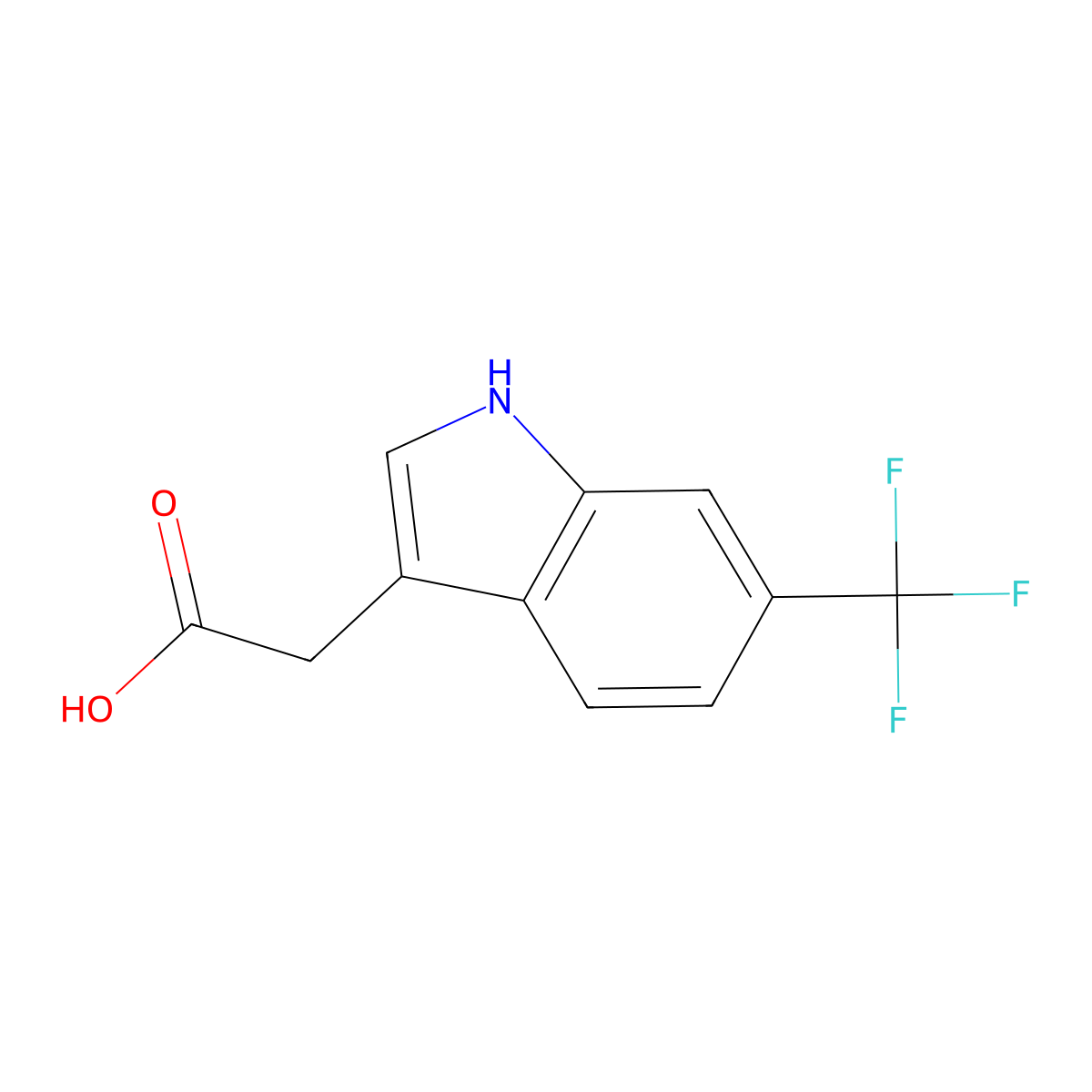 2-(6-(trifluoromethyl)-1H-indol-3-yl)acetic acid molecular structure, CAS 378802-43-8