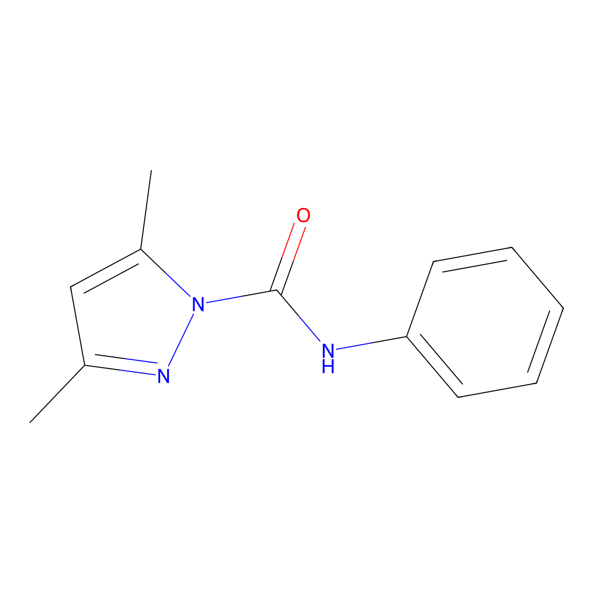 3,5-Dimethyl-pyrazole-1-carboxylic acid phenylamide molecular structure, CAS 37881-06-4