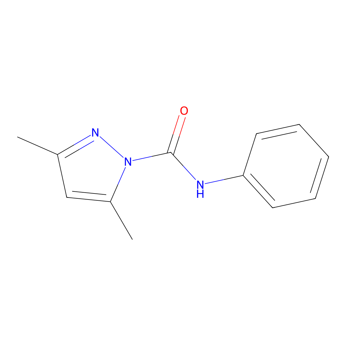 3,5-Dimethyl-pyrazole-1-carboxylic acid phenylamide molecular structure, CAS 37881-06-4