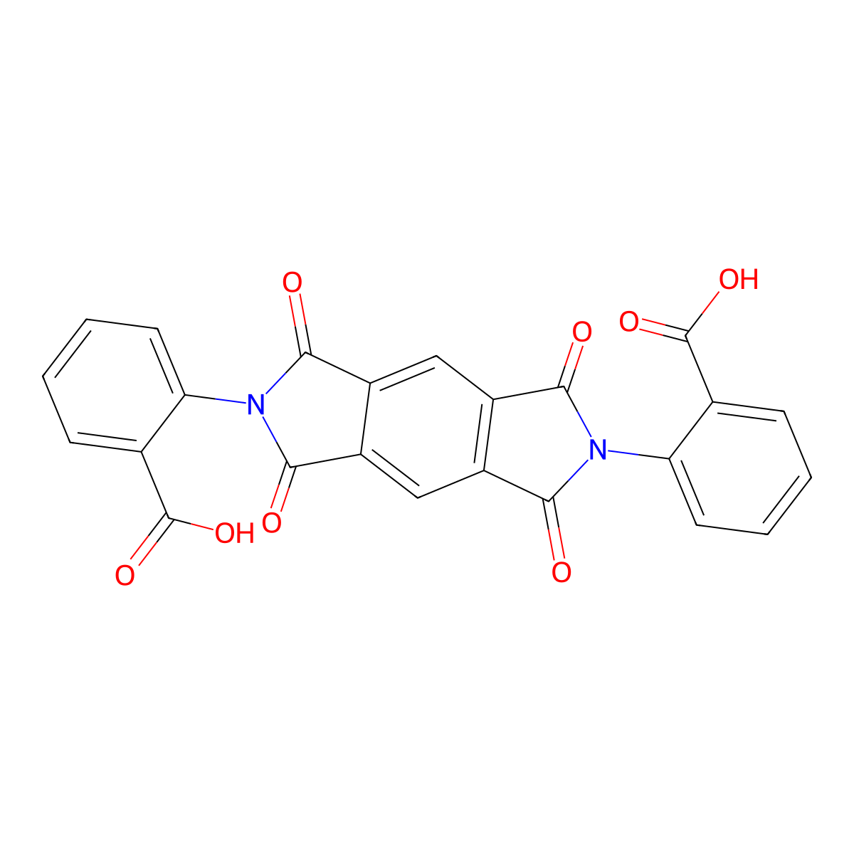 2,2'-(1,3,5,7-tetraoxo-5,7-dihydropyrrolo[3,4-f]isoindole-2,6(1H,3H)-diyl)dibenzoic acid molecular structure, CAS 37881-74-6