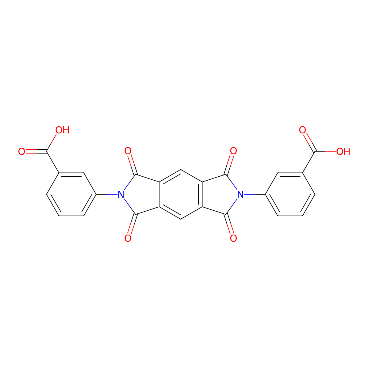 3,3'-(1,3,5,7-tetraoxo-5,7-dihydropyrrolo[3,4-f]isoindole-2,6(1H,3H)-diyl)dibenzoic acid molecular structure, CAS 37881-82-6