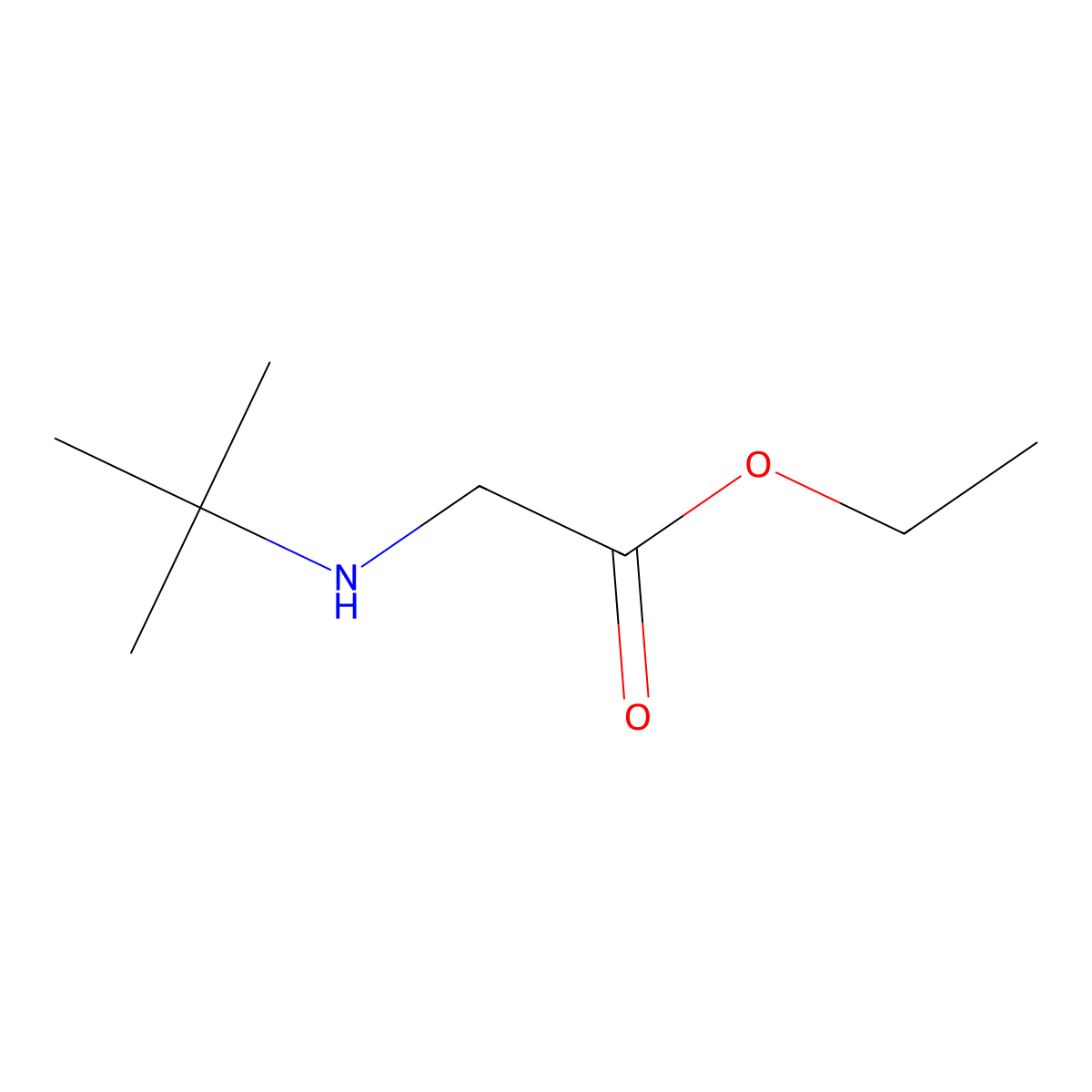 Ethyl 2-(tert-butylamino)acetate molecular structure, CAS 37885-76-0