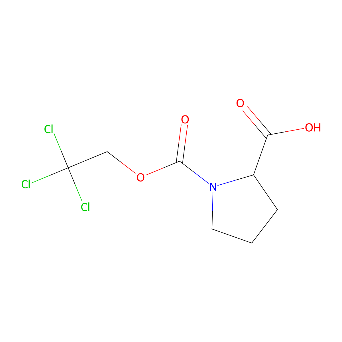 ((2,2,2-Trichloroethoxy)carbonyl)-L-proline molecular structure, CAS 37888-34-9