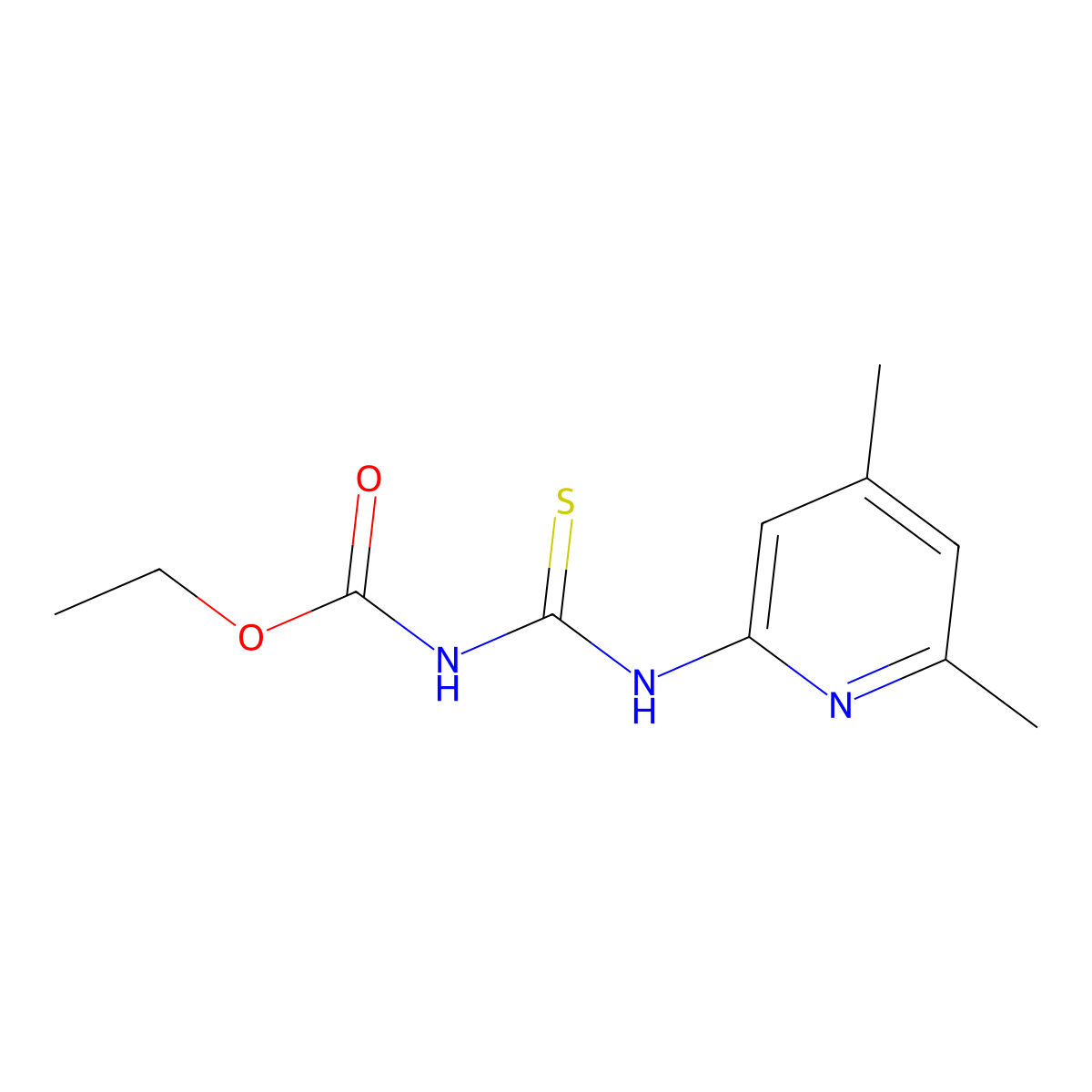 Carbamic acid, (((4,6-dimethyl-2-pyridinyl)amino)thioxomethyl)-, ethyl ester molecular structure, CAS 37891-00-2