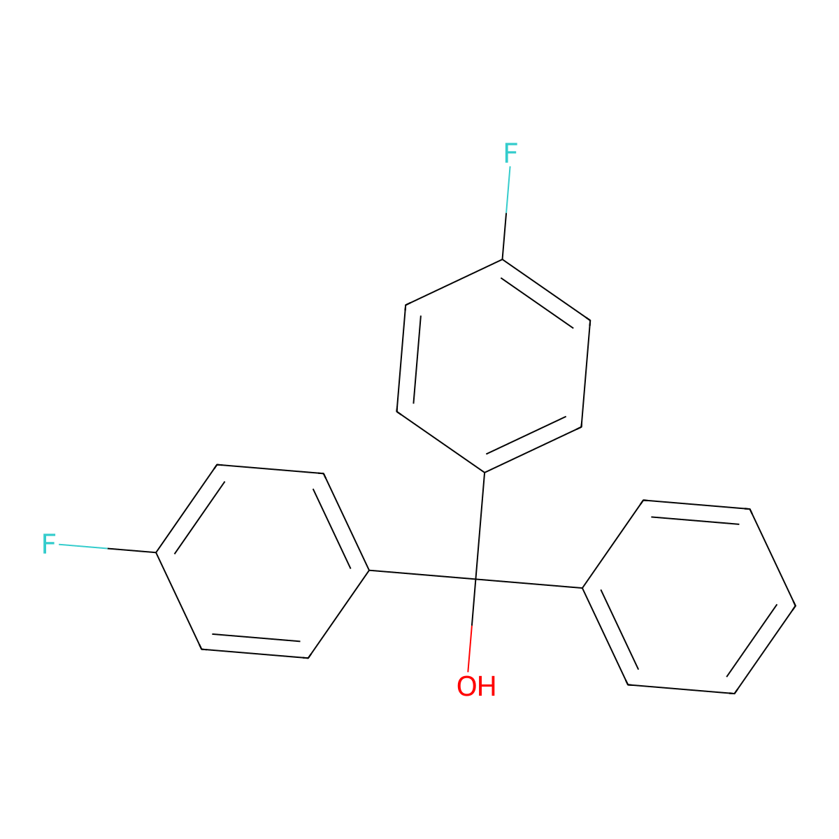 Bis(4-fluorophenyl)(phenyl)methanol molecular structure, CAS 379-55-5