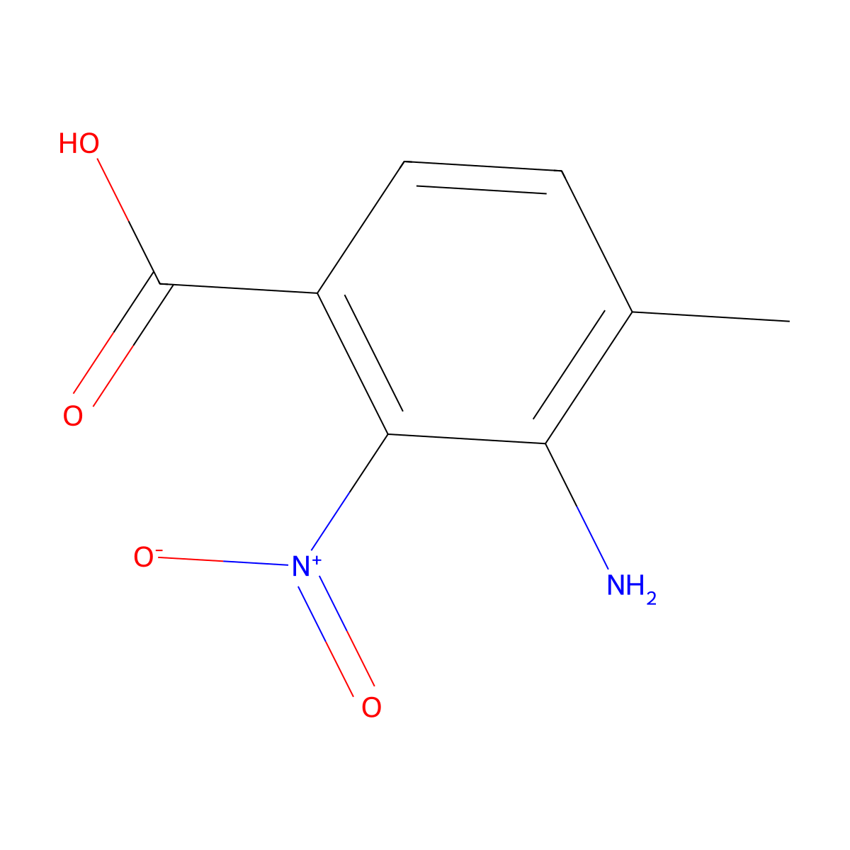 3-Amino-4-methyl-2-nitrobenzoic acid molecular structure, CAS 37901-90-9