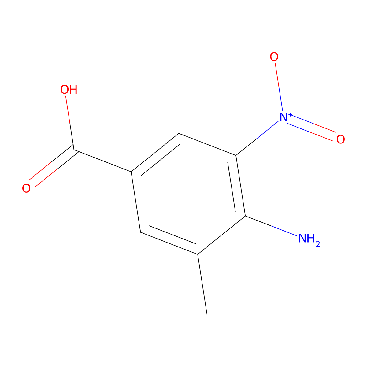 4-Amino-3-methyl-5-nitrobenzoic acid molecular structure, CAS 37901-94-3