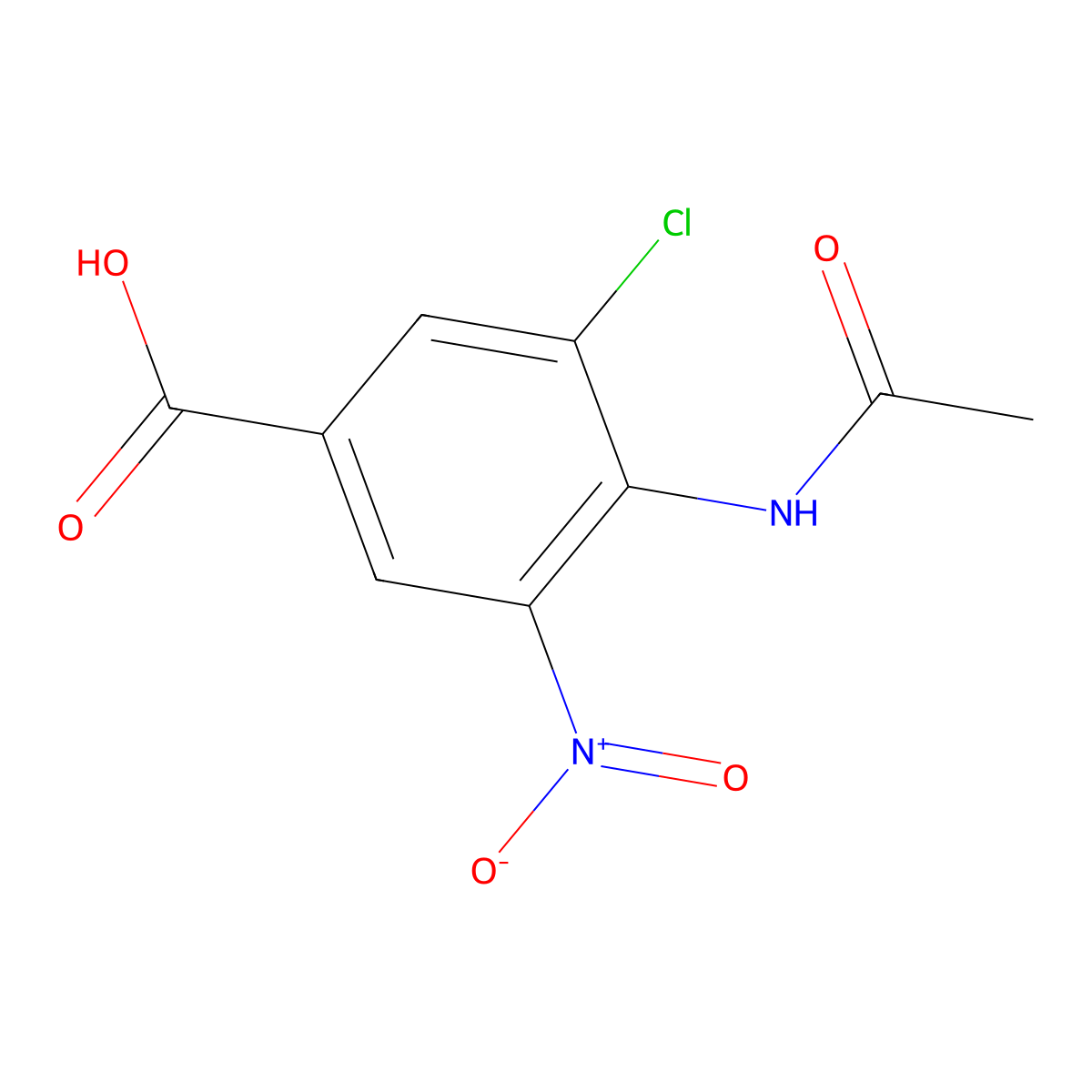 3-Chloro-4-acetamido-5-nitrobenzoic acid molecular structure, CAS 37902-00-4