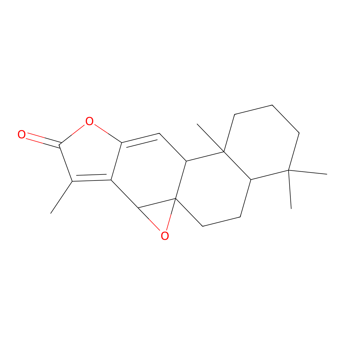 (4aR,6aS,7aR,11aS,11bR)-2,3,4,4a,5,6,11a,11b-Octahydro-4,4,8,11b-tetramethyl-1H-oxireno(1,10a)phenanthro(3,2-b)furan-9(7aH)-one molecular structure, CAS 37905-07-0