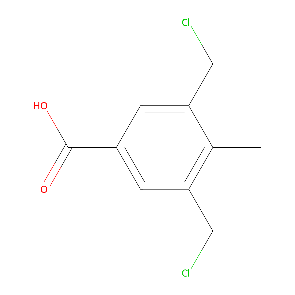 3,5-Bis(chloromethyl)-4-methylbenzoic acid molecular structure, CAS 37908-90-0