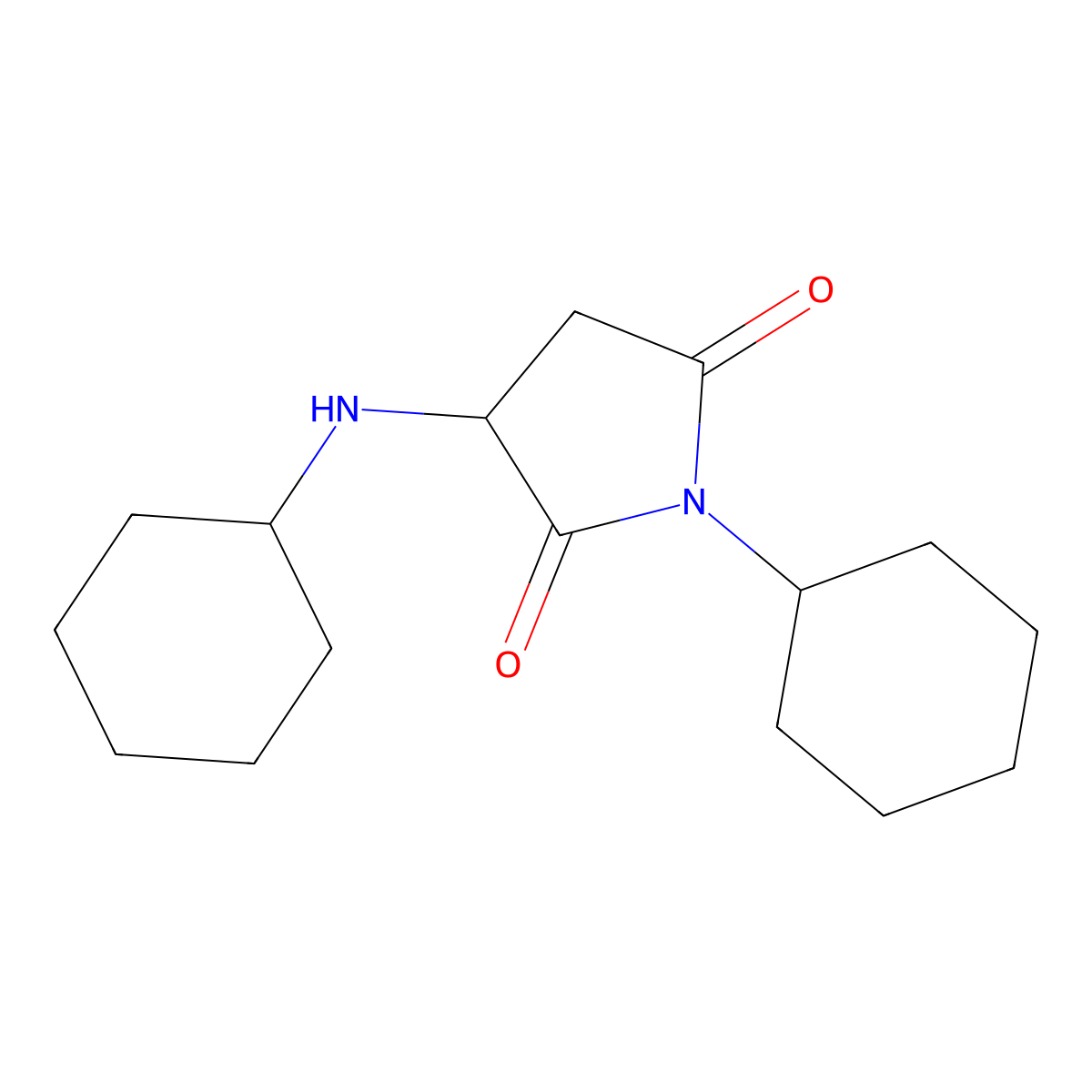 1-Cyclohexyl-3-(cyclohexylamino)pyrrolidine-2,5-dione molecular structure, CAS 37910-39-7
