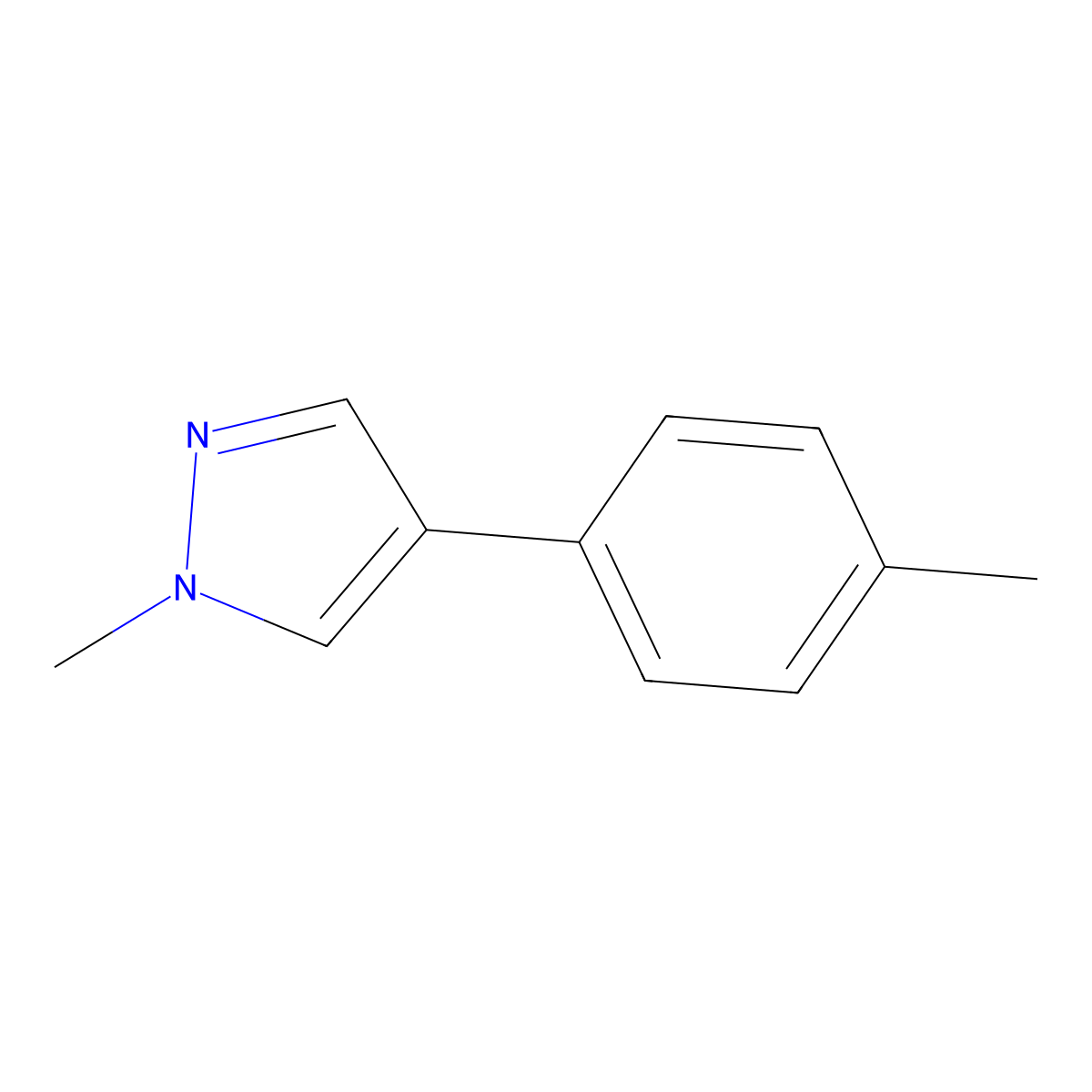 1-Methyl-4-(4-methylphenyl)-1H-pyrazole molecular structure, CAS 37921-11-2