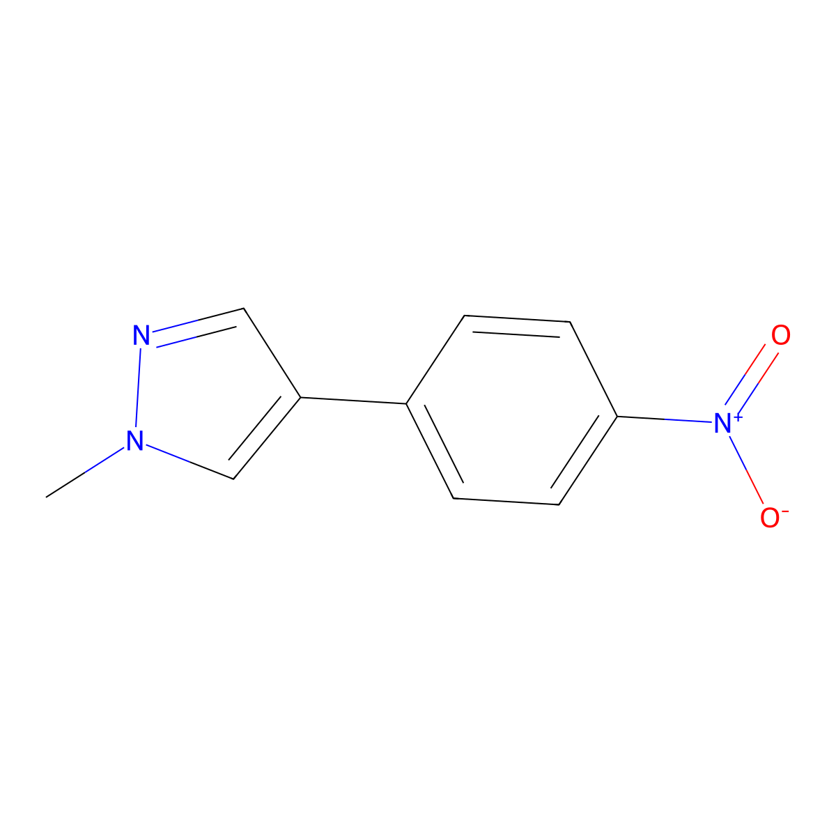 1-Methyl-4-(4-nitrophenyl)-1H-pyrazole molecular structure, CAS 37921-15-6