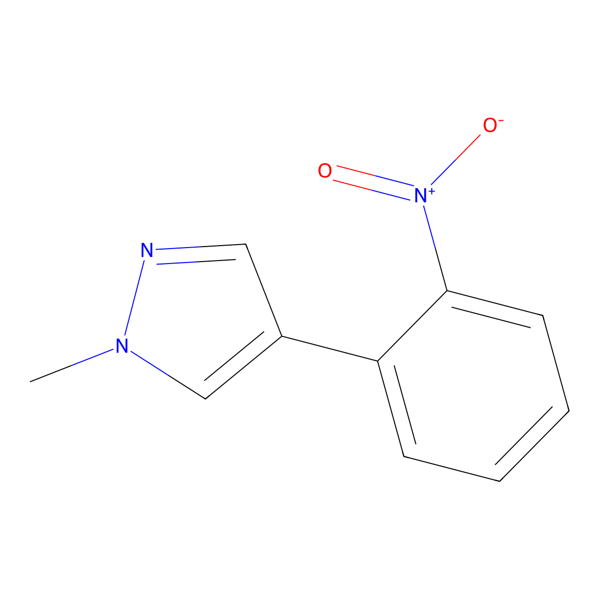 1-Methyl-4-(2-nitrophenyl)-1H-pyrazole molecular structure, CAS 37921-17-8