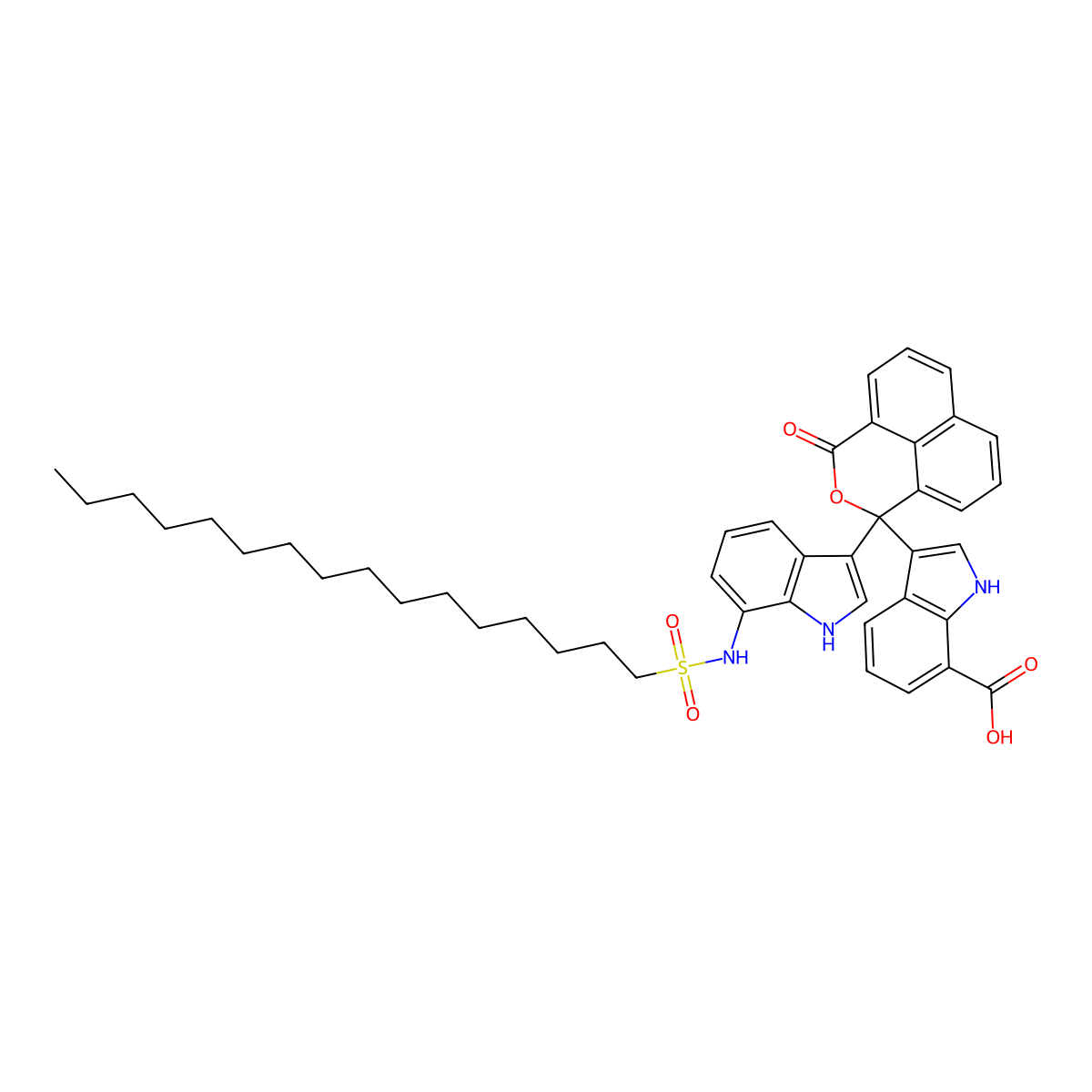 1H-Indole-7-carboxylic acid, 3-(1-(7-((hexadecylsulfonyl)amino)-1H-indol-3-yl)-3-oxo-1H,3H-naphtho(1,8-cd)pyran-1-yl)- molecular structure, CAS 37921-74-7